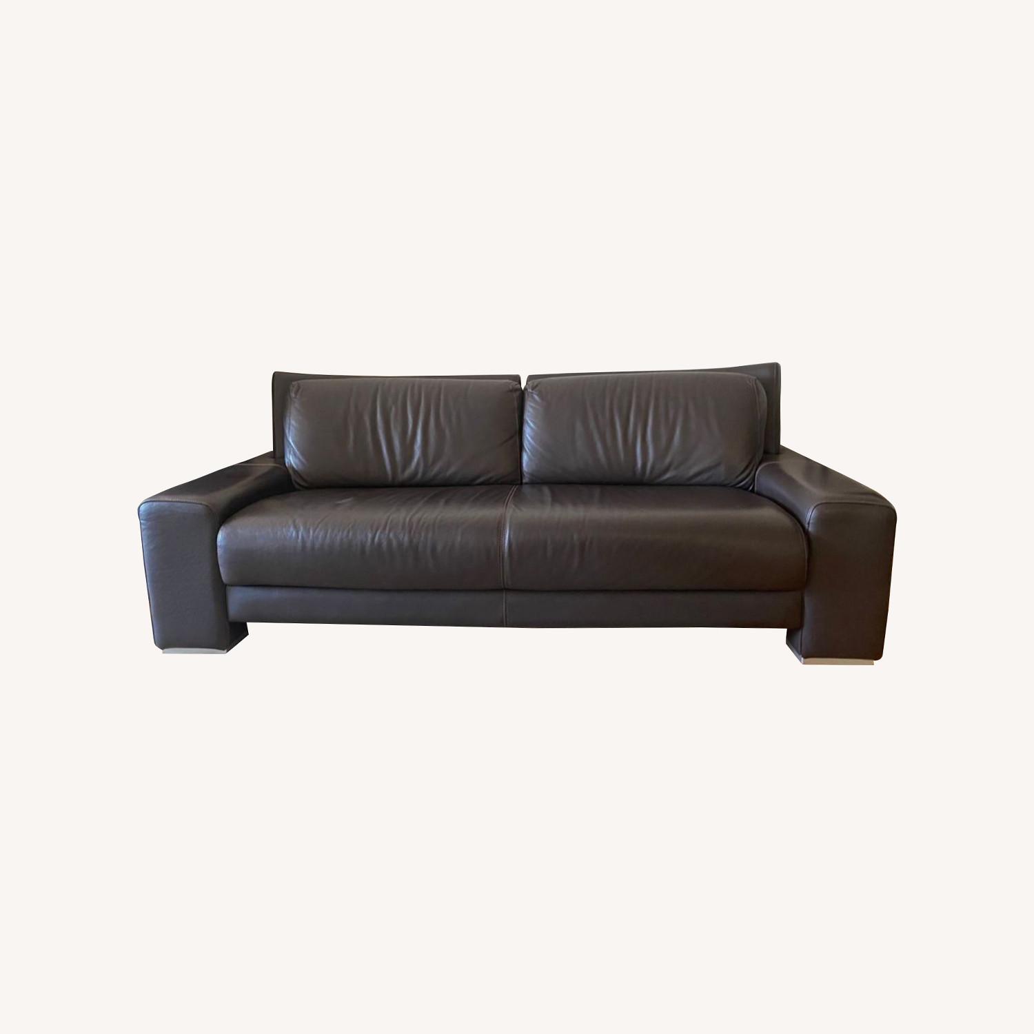 Black Leather Natuzzi Couch - image-0