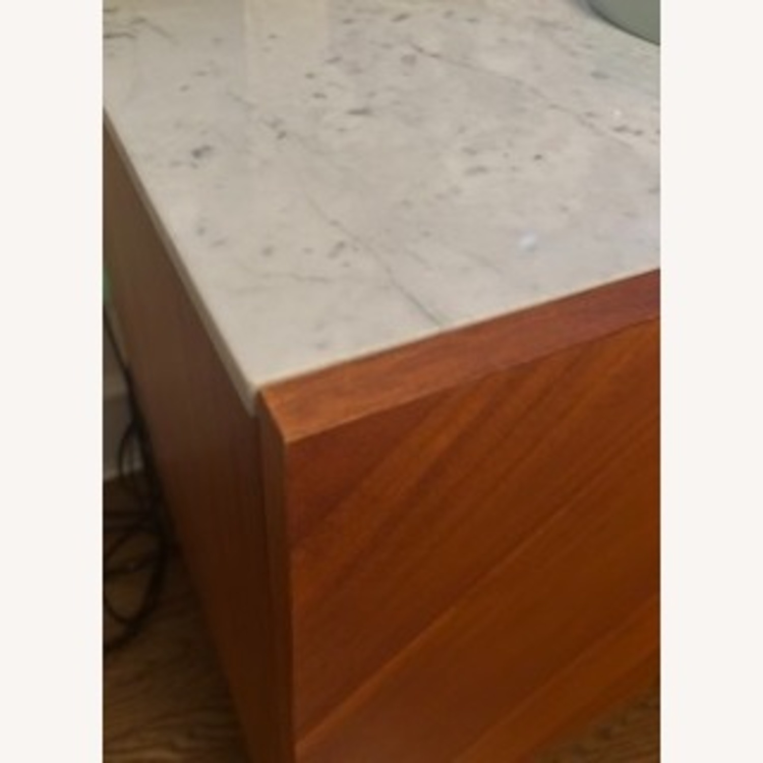 CB2 Walnut Wood Media Console W White Marble Top - image-5