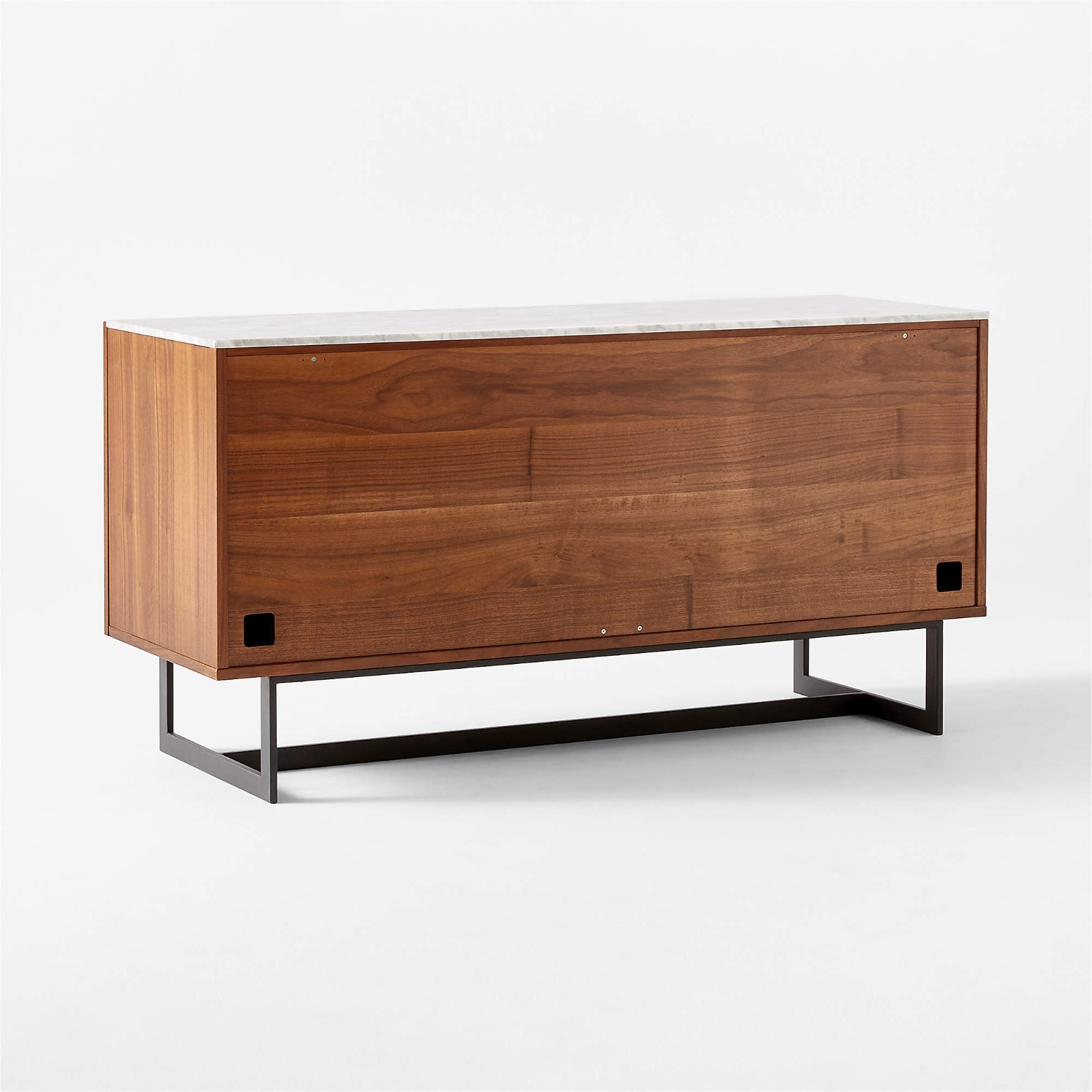 CB2 Walnut Wood Media Console W White Marble Top - image-1