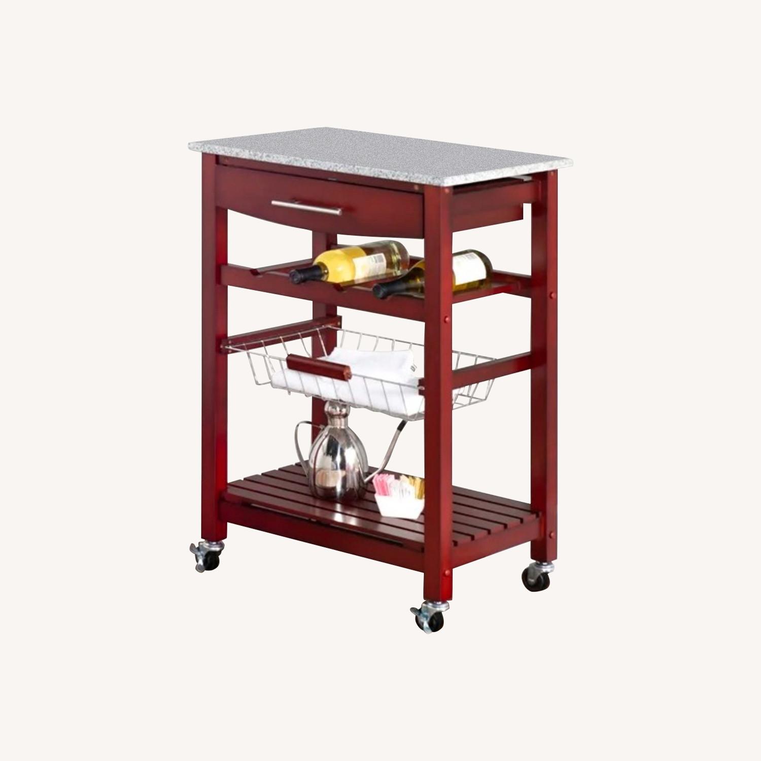 Wayfair Granite Top Rolling Kitchen Cart AptDeco