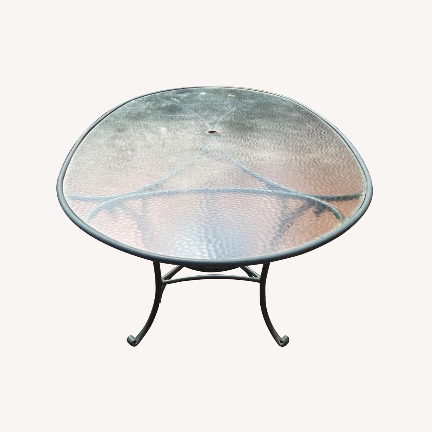 Brown Jordan Glass and Iron Dining Table AptDeco