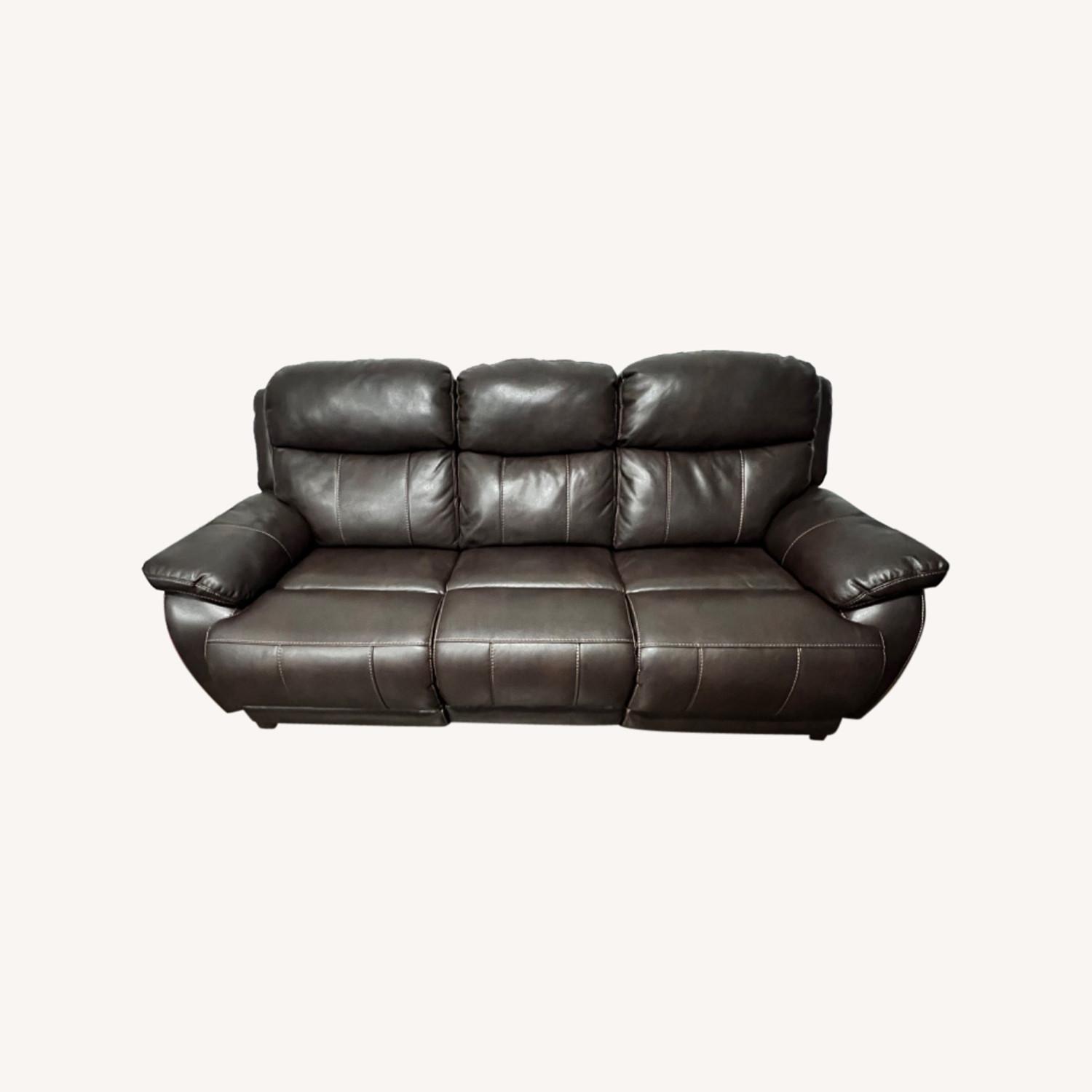 Bastrop Brown Leather Recliner Sofa AptDeco