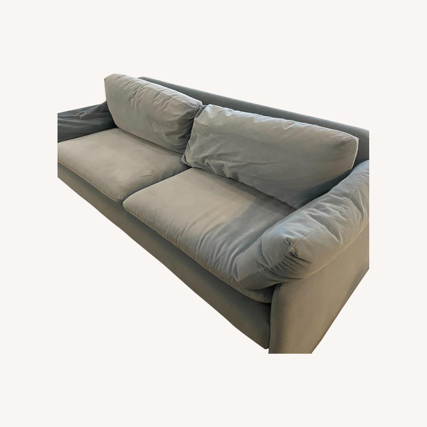 Cloud Blue Velvet Anthropologie Sofa - image-0