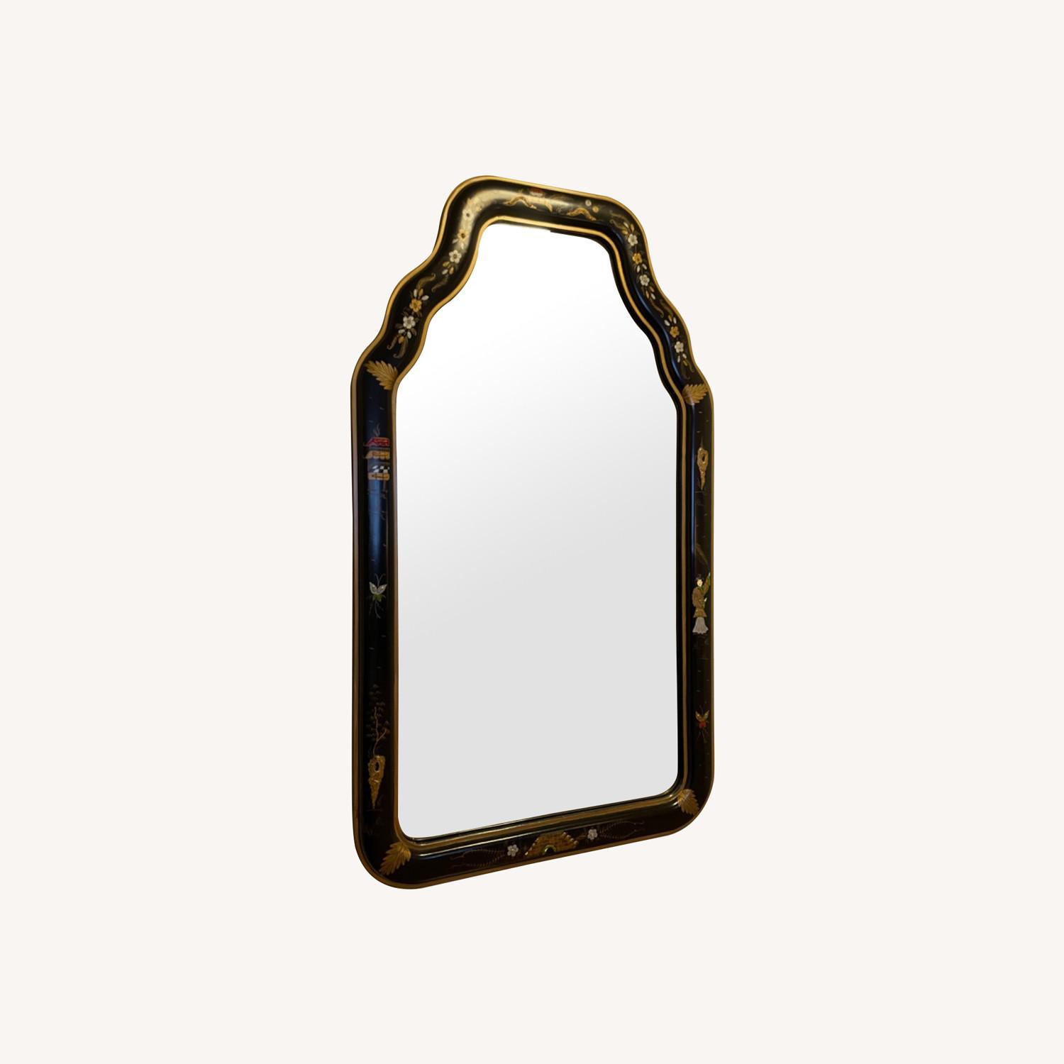 Black lacquered Mirror with Oriental Motif - image-0