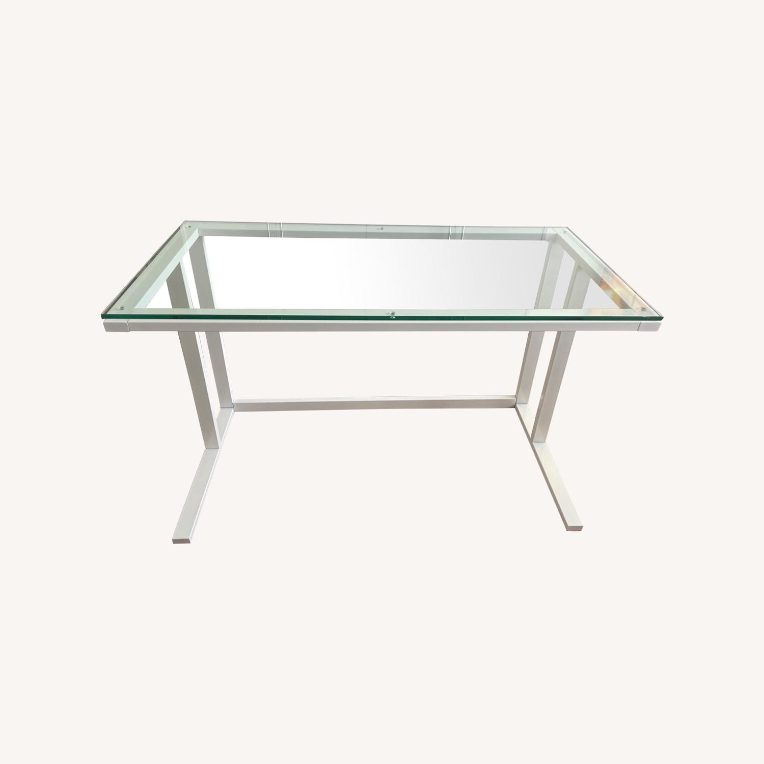 Crate & Barrel Pilsen Salt Glass Desk AptDeco