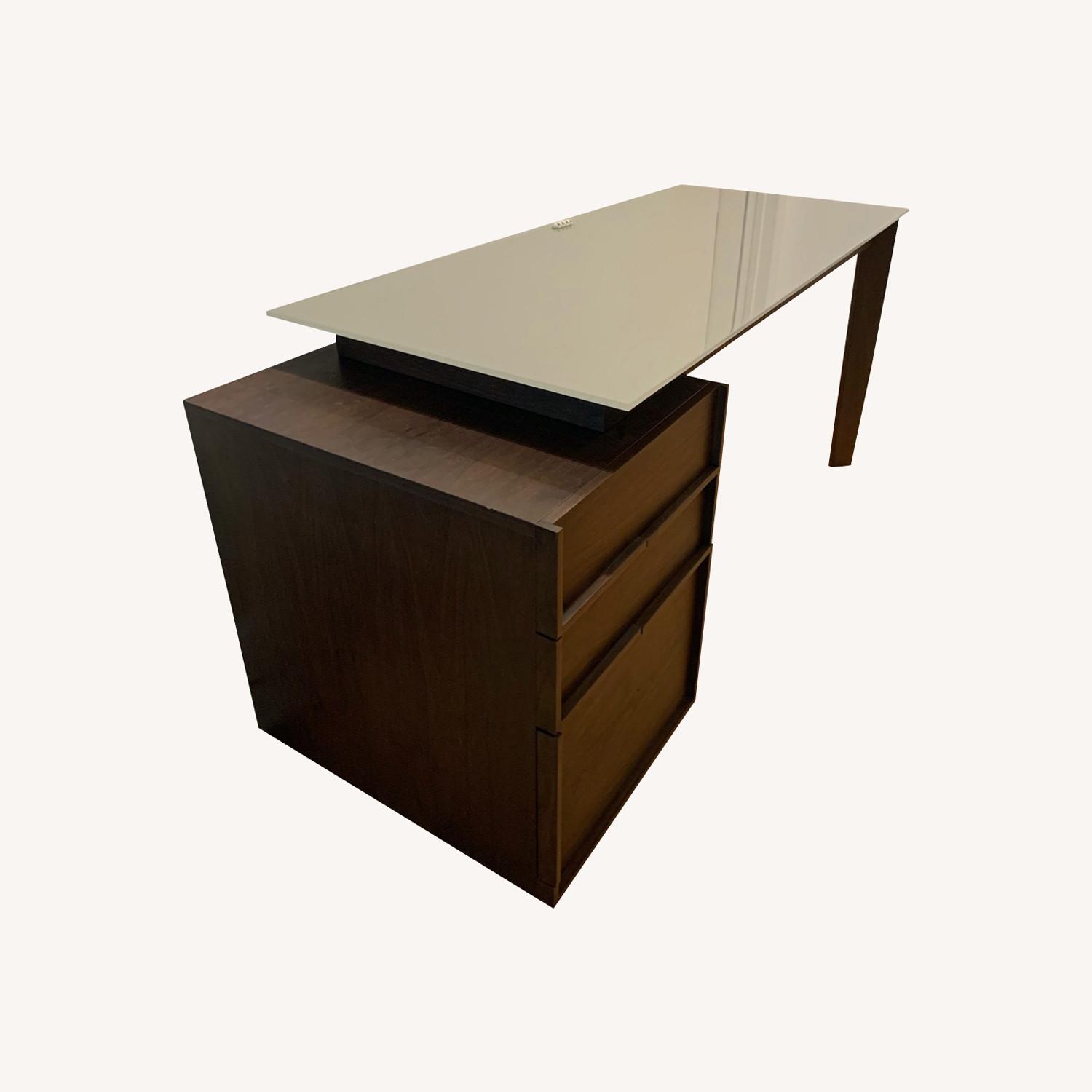 Sliding Glass Top Modern Desk AptDeco
