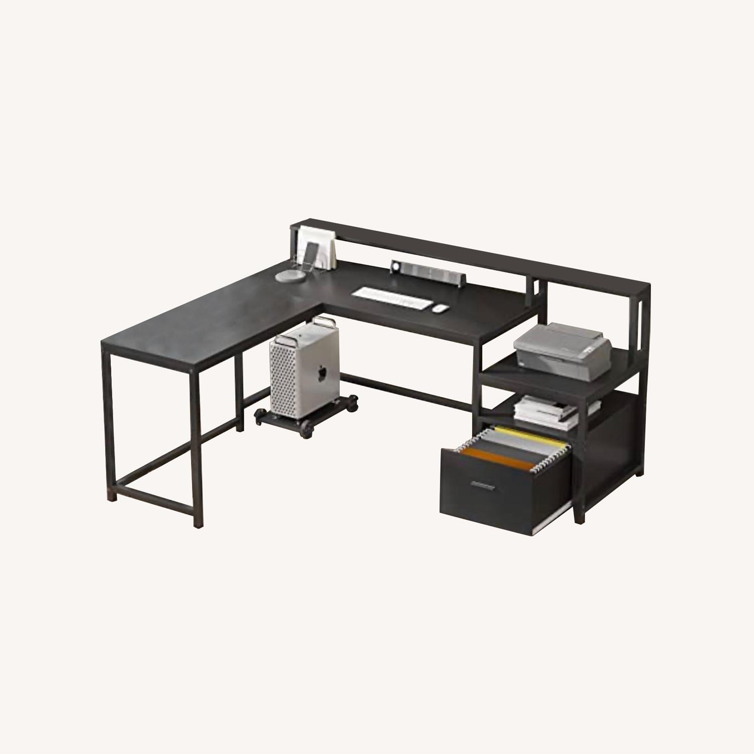 LShaped Black Office Desk AptDeco
