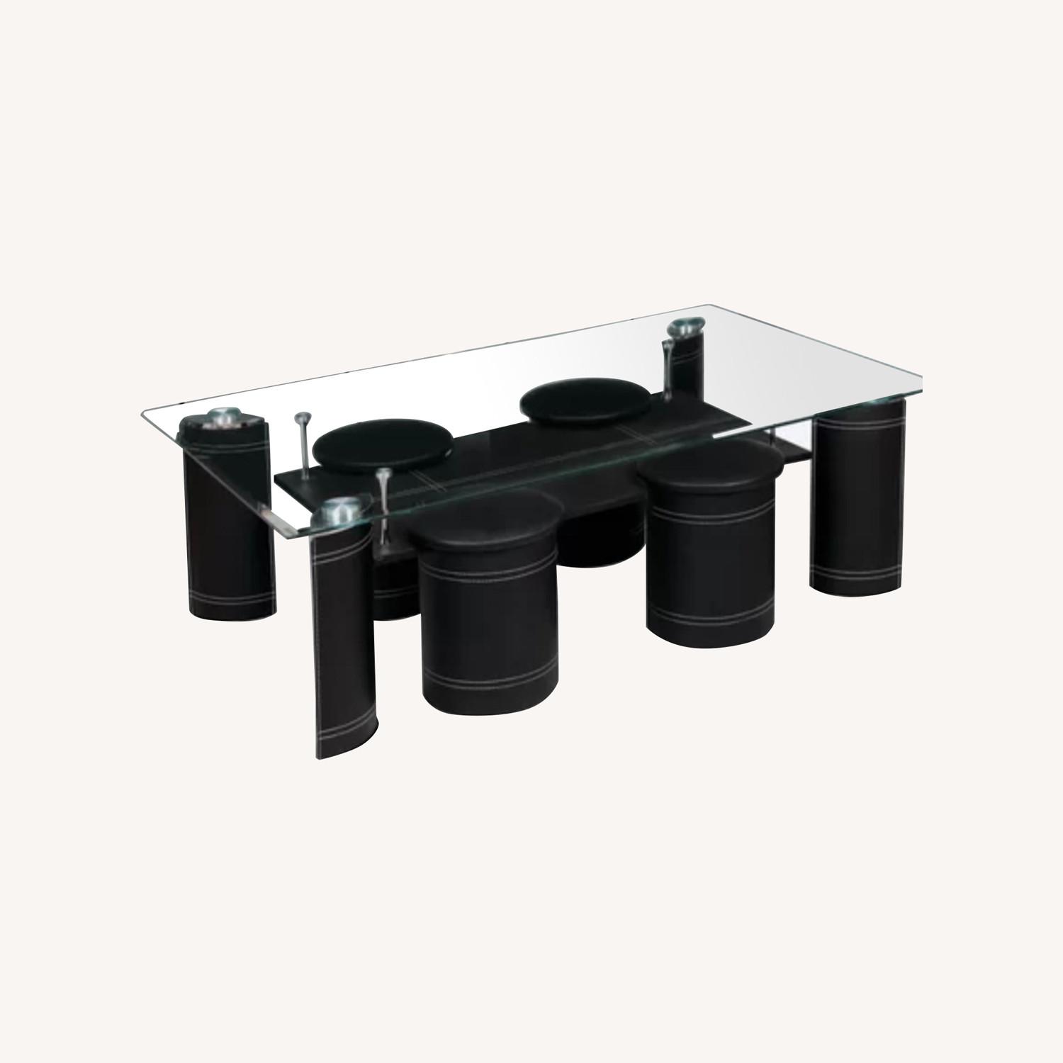 Coffee Table with Nesting Stools - image-0