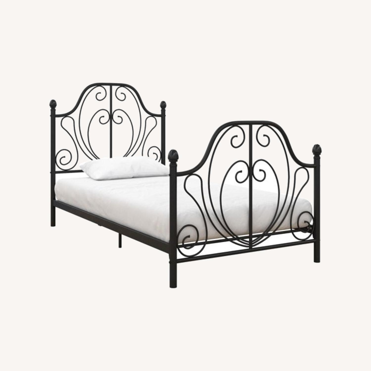 DHP Twin Ivory Metal Bed Frame - image-0