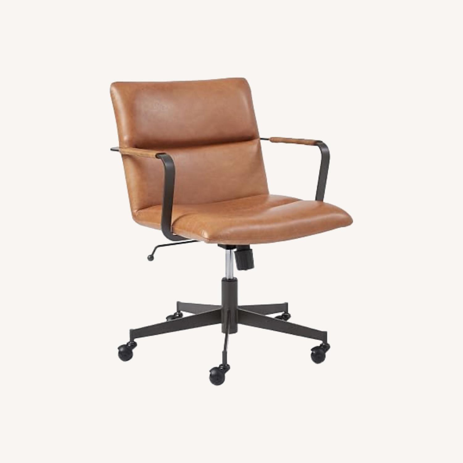 West Elm Leather Swivel Office Chair AptDeco