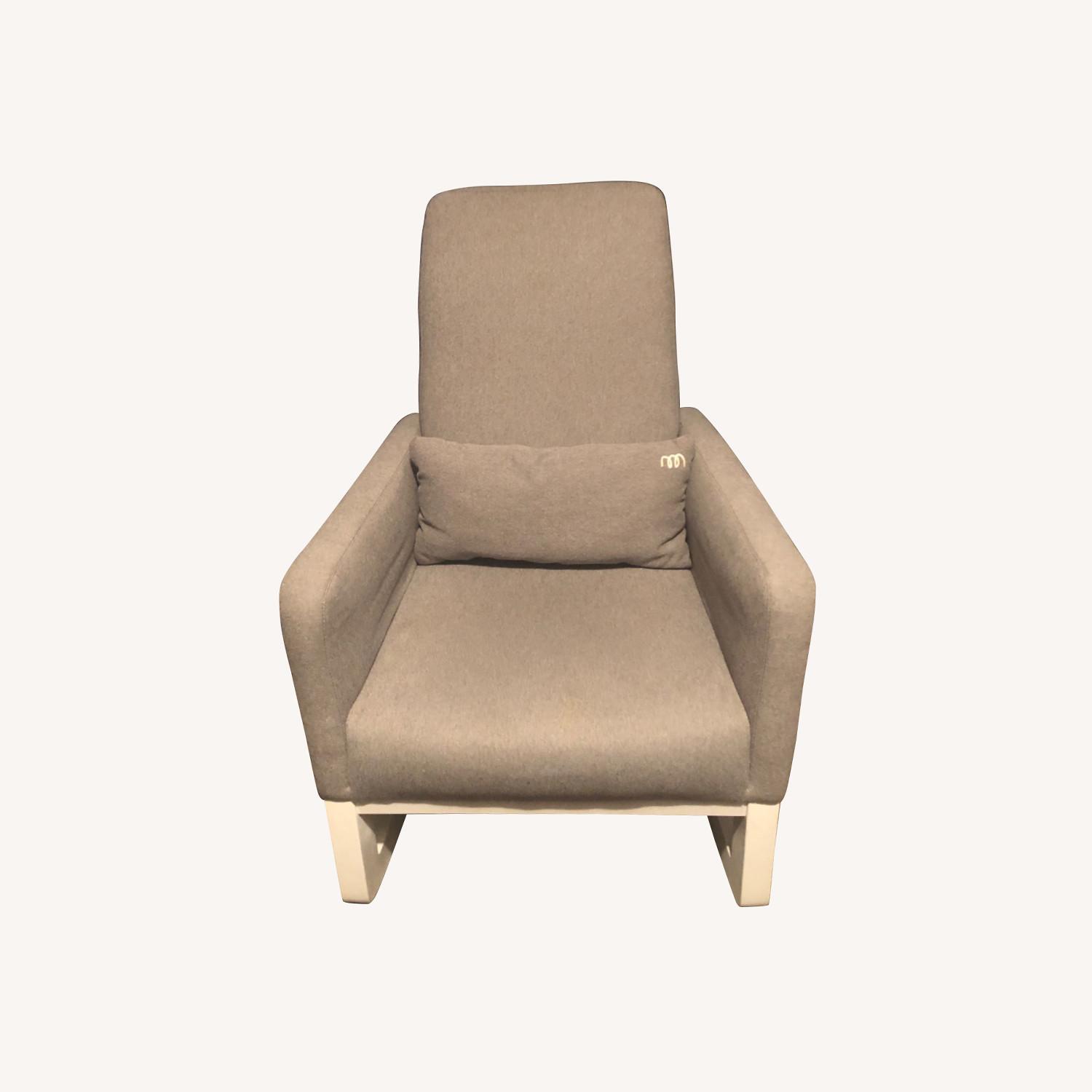 Monte Grey Rocking Chair with White Wooden Legs - AptDeco