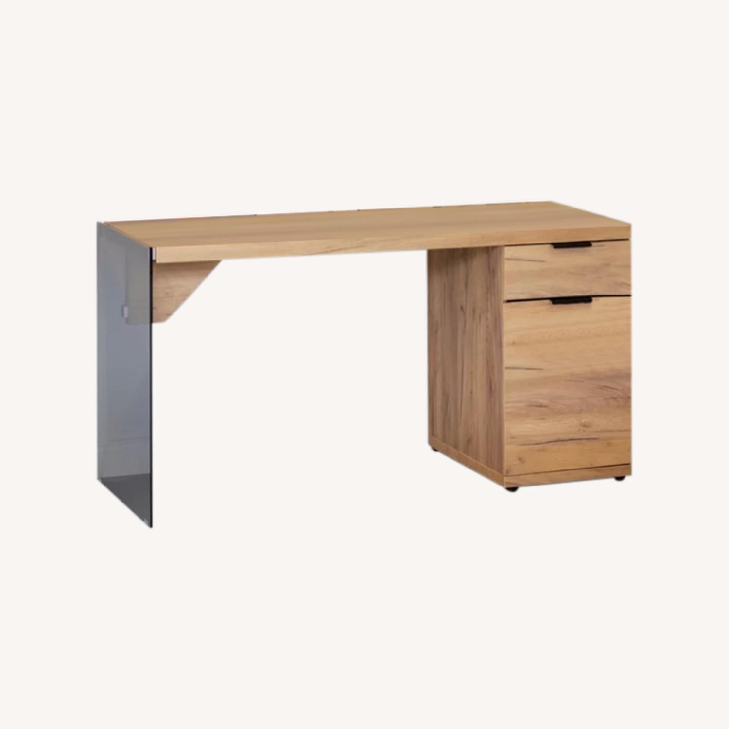 Wayfair Modern Glass and Wood Desk AptDeco