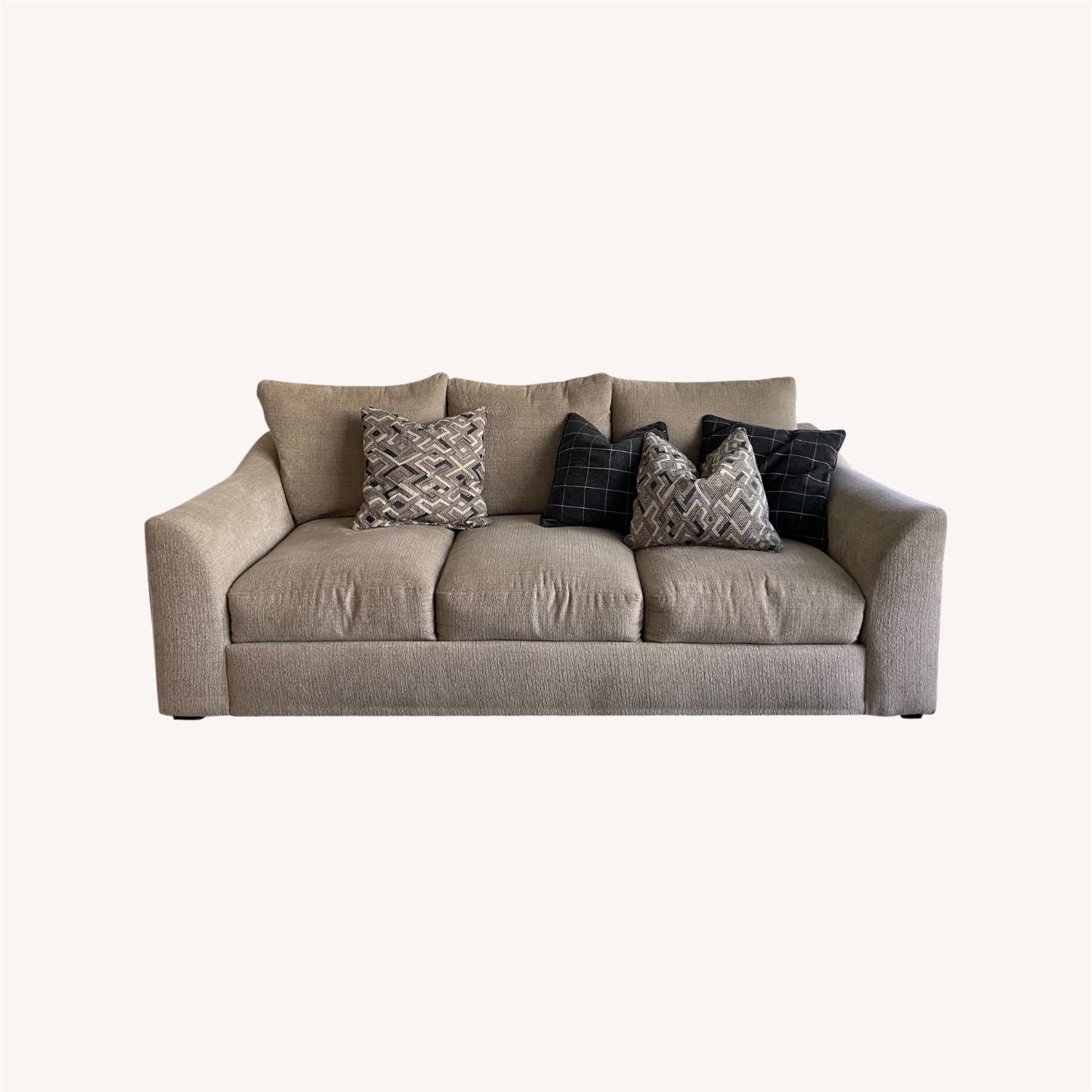 Raymour & Flanigan Beige Chenille Sofa - image-0
