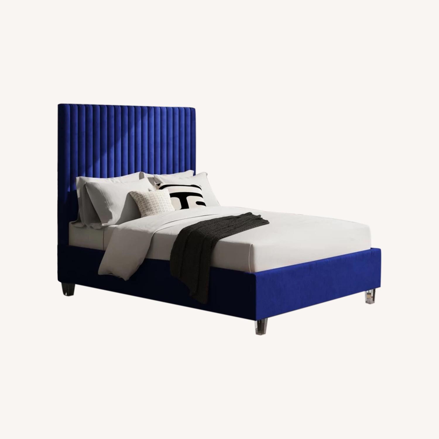 Wayfair Blue Velvet Full Size Bed AptDeco