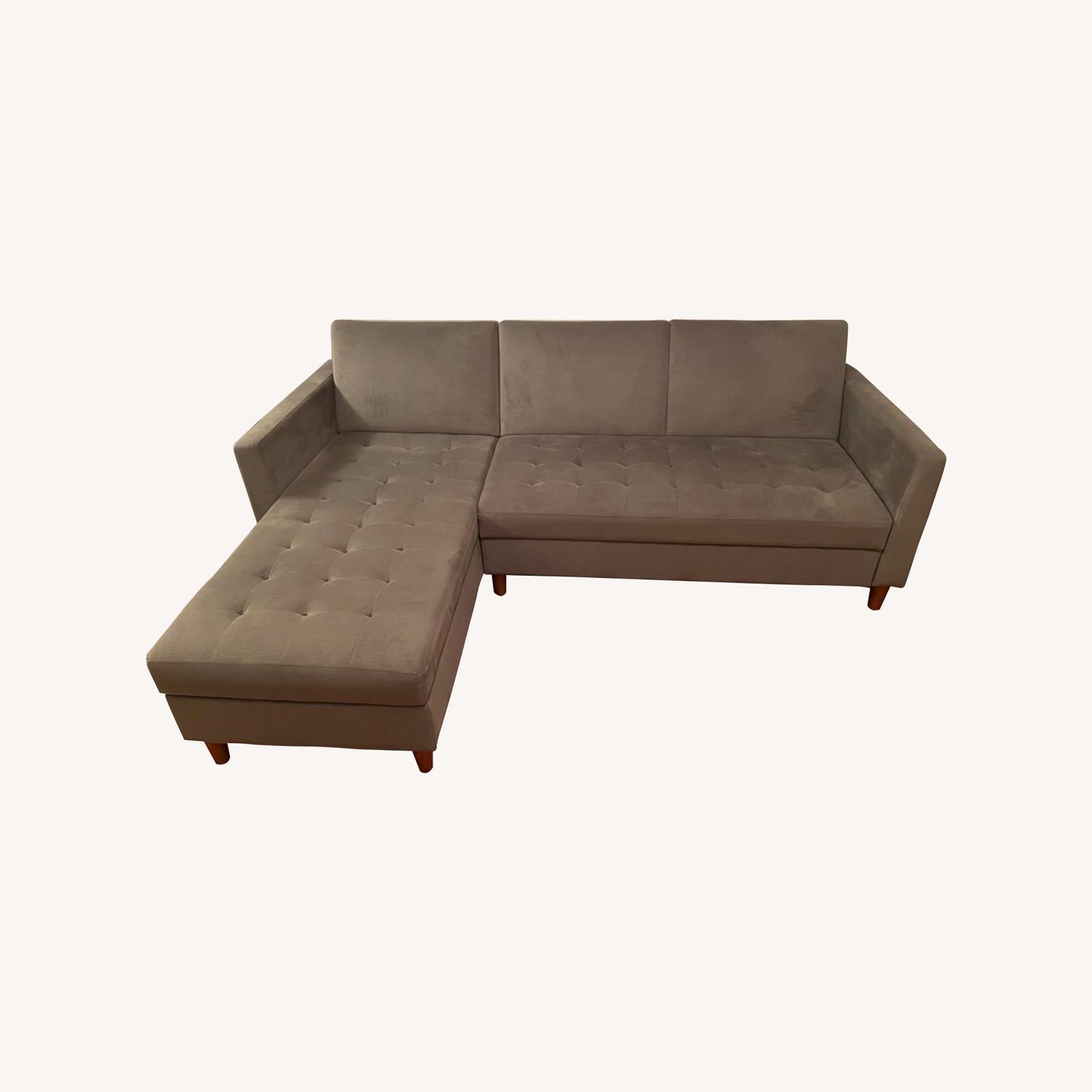France and Son Grey Sectional Sleeper Sofa with Storage AptDeco