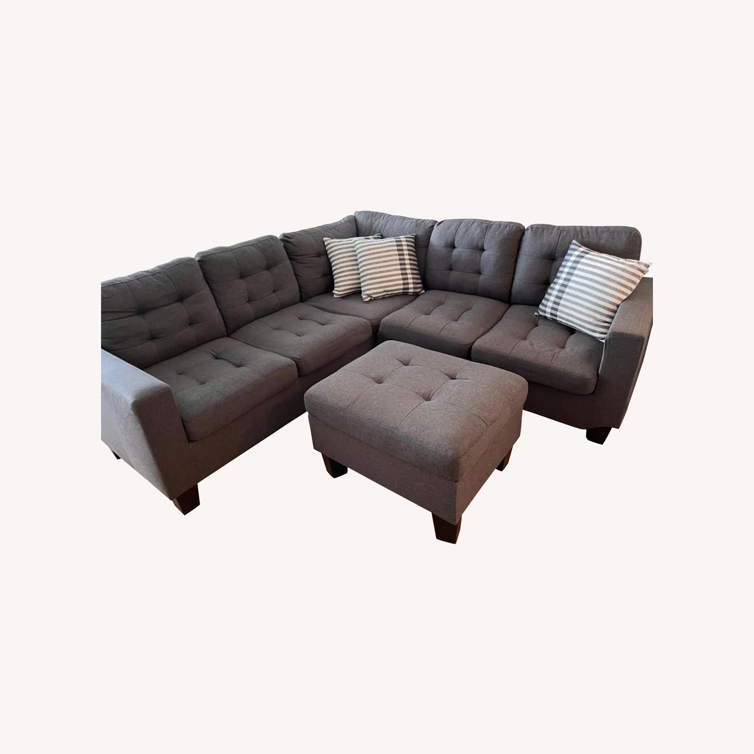 IKEA Grey Sectional with Ottoman AptDeco