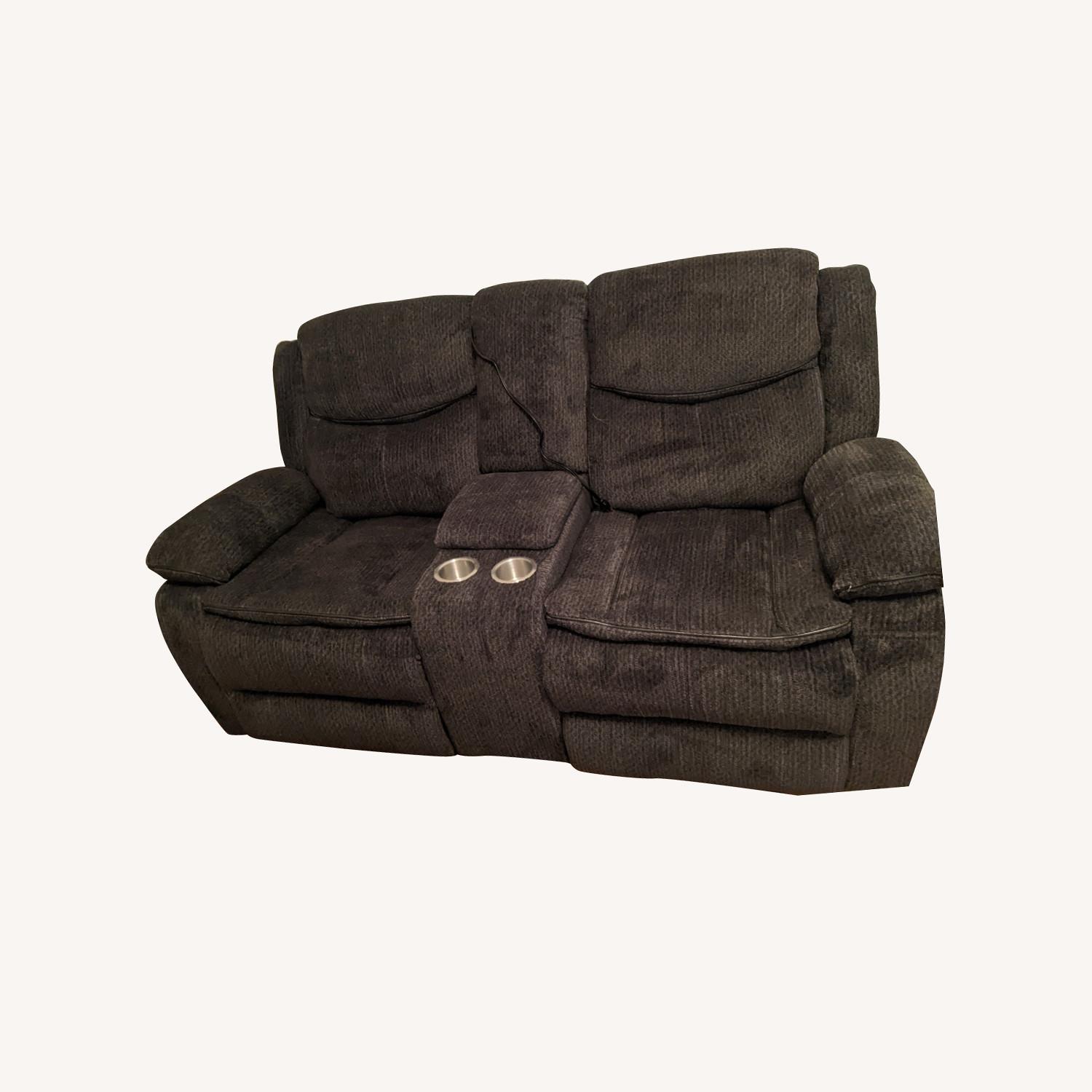 Reclining Loveseat Couch with Tech Console - image-0