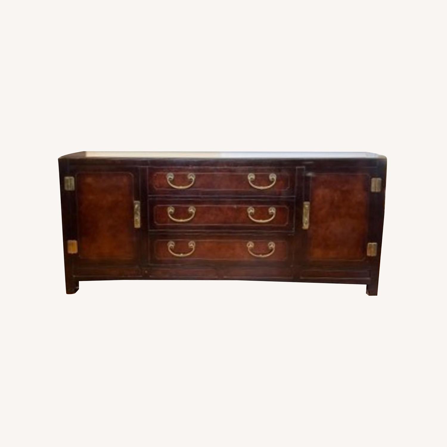 White Fine Furniture Credenza with Brass Hardware AptDeco