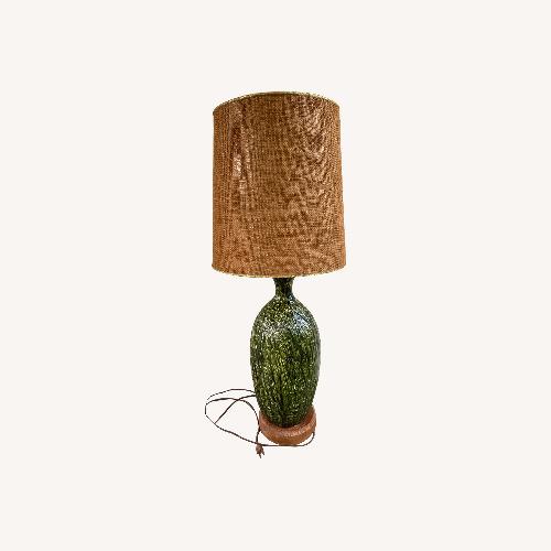 Used Mid Century Modern Volcanic Glazed Green Lamp for sale on AptDeco