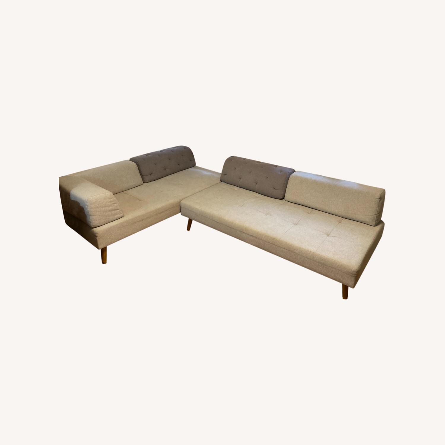 West Elm Tillary Sofa in Grey Fabric, Movable Back Cushions AptDeco