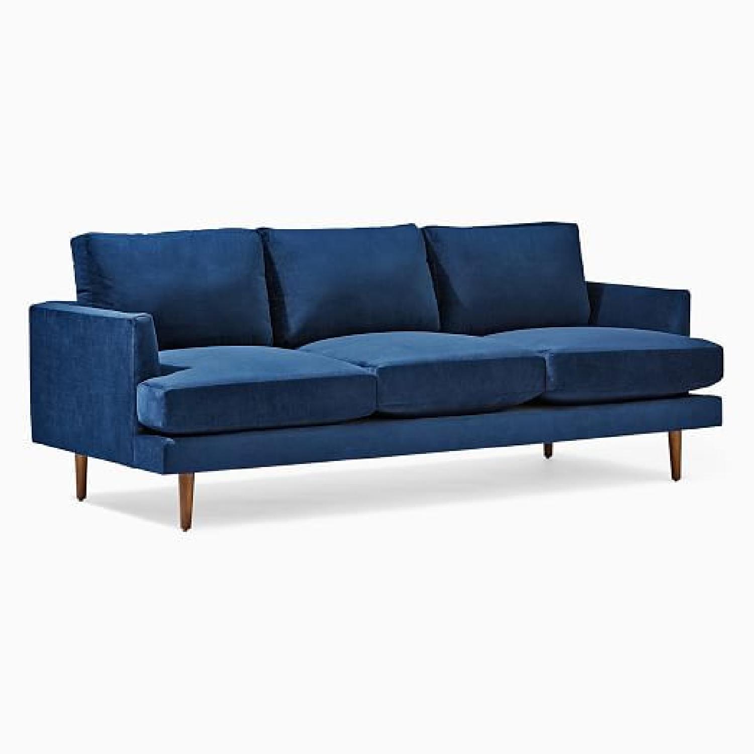 West Elm Haven Loft Sofa- Blue Velvet - image-4
