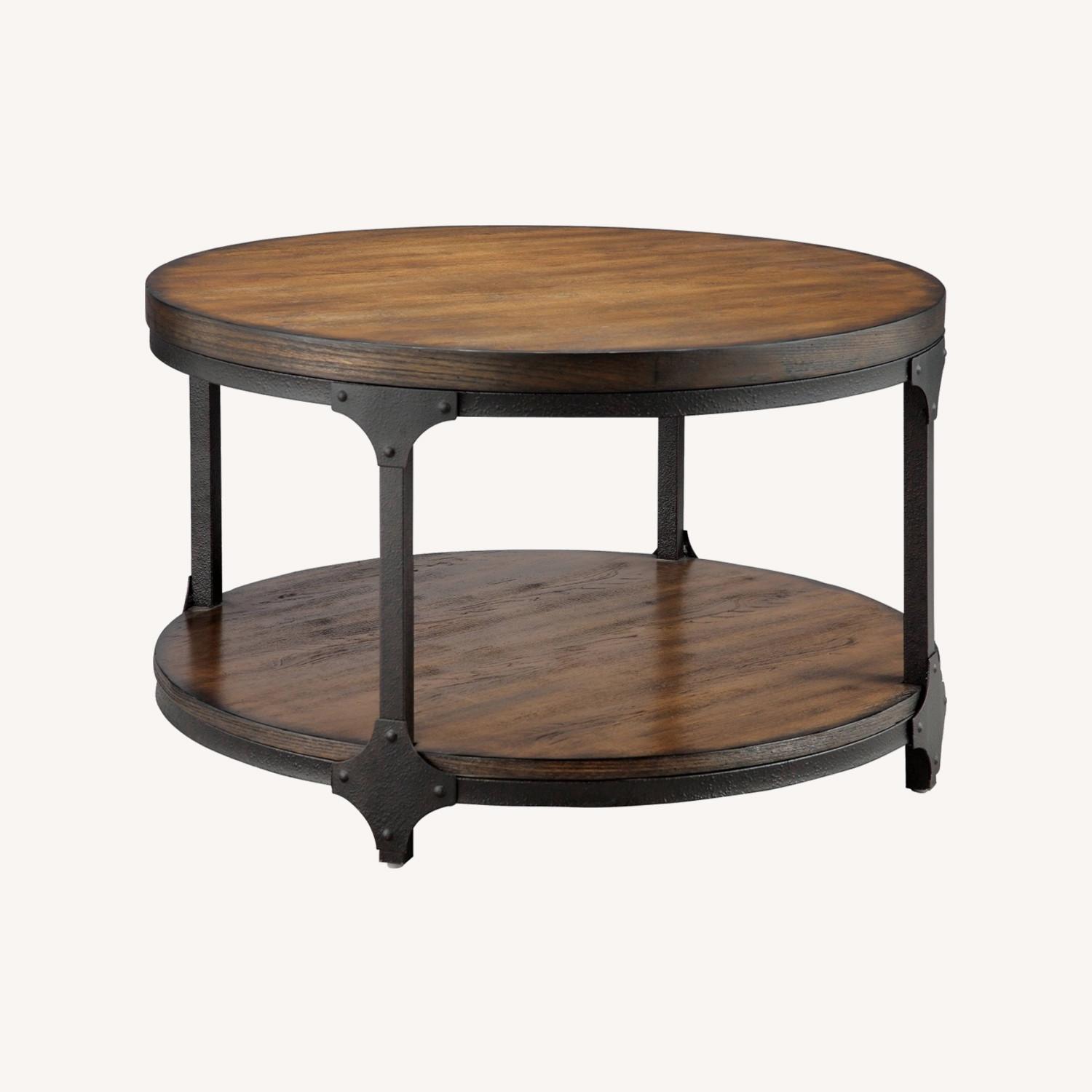 Industrial Wooden Two Tier Coffee Table AptDeco
