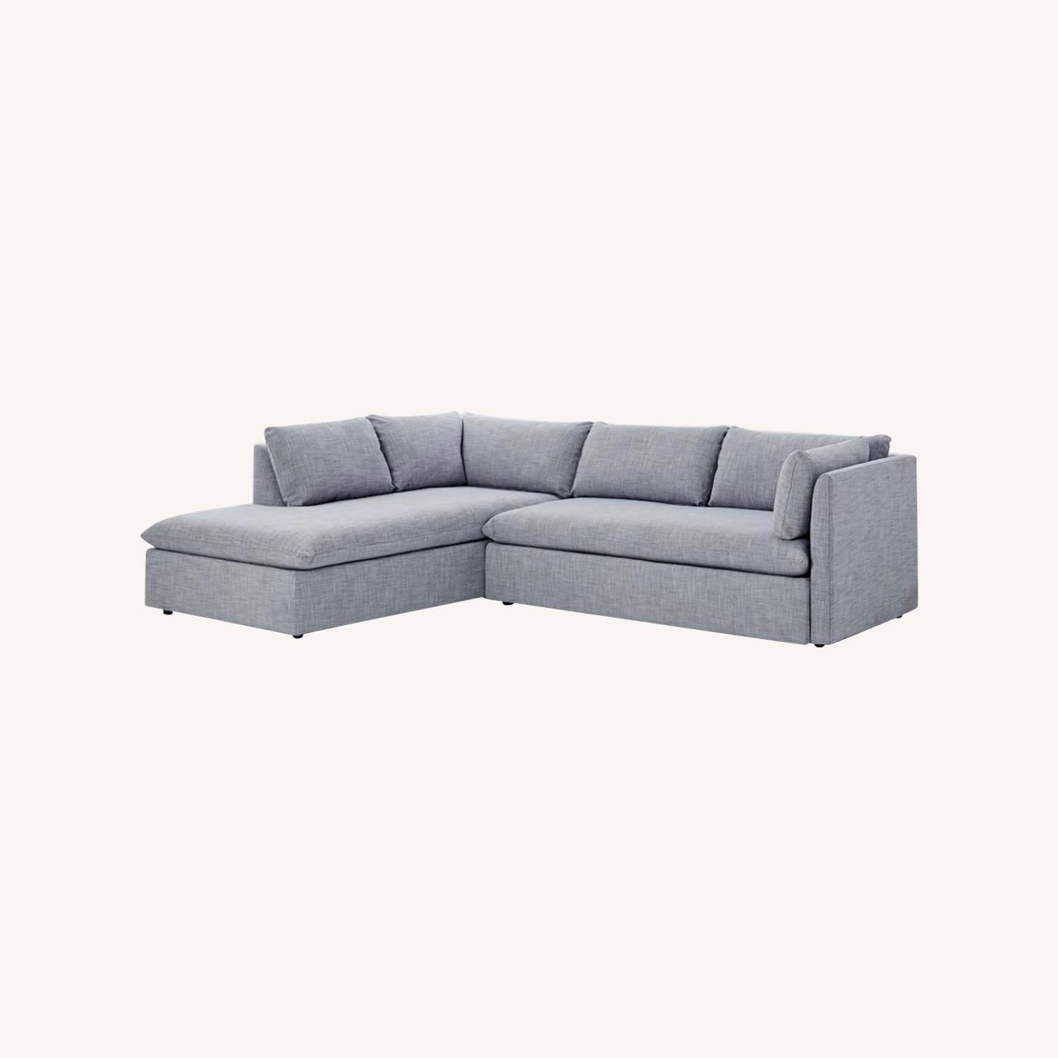 West Elm Blue/Grey Chaise Sectional Sofa - image-0
