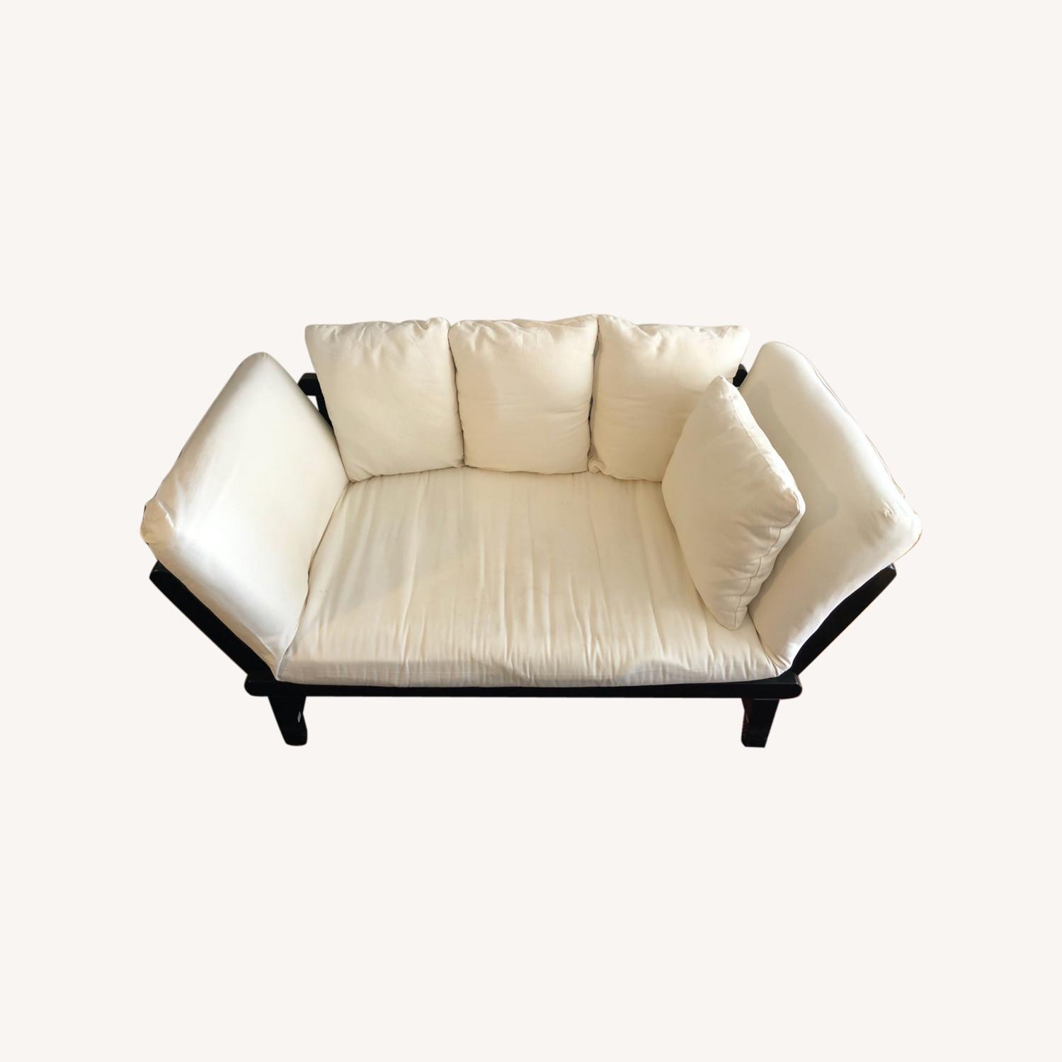 World Market Espresso Wood Studio Day Sofa AptDeco
