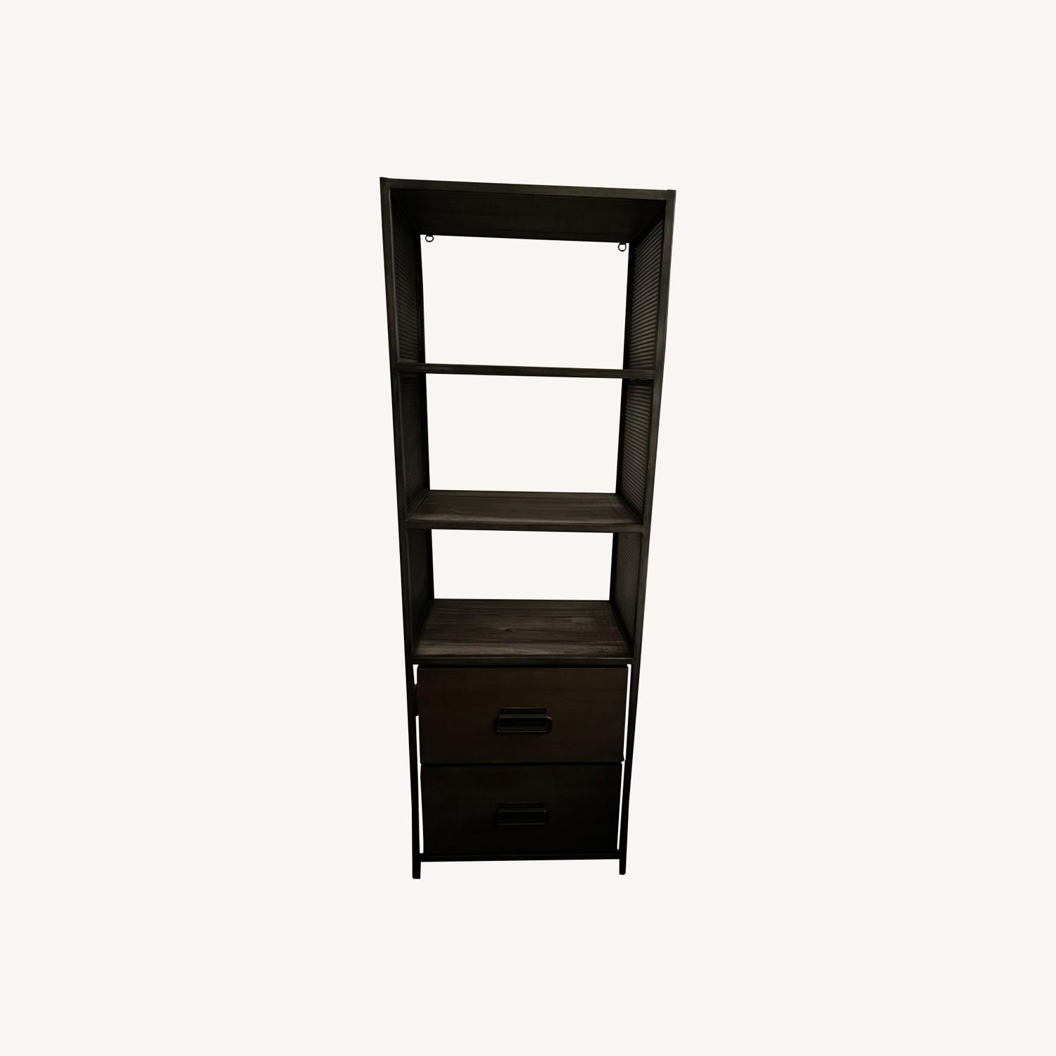 RH Grey and Iron Storage Bookcase AptDeco