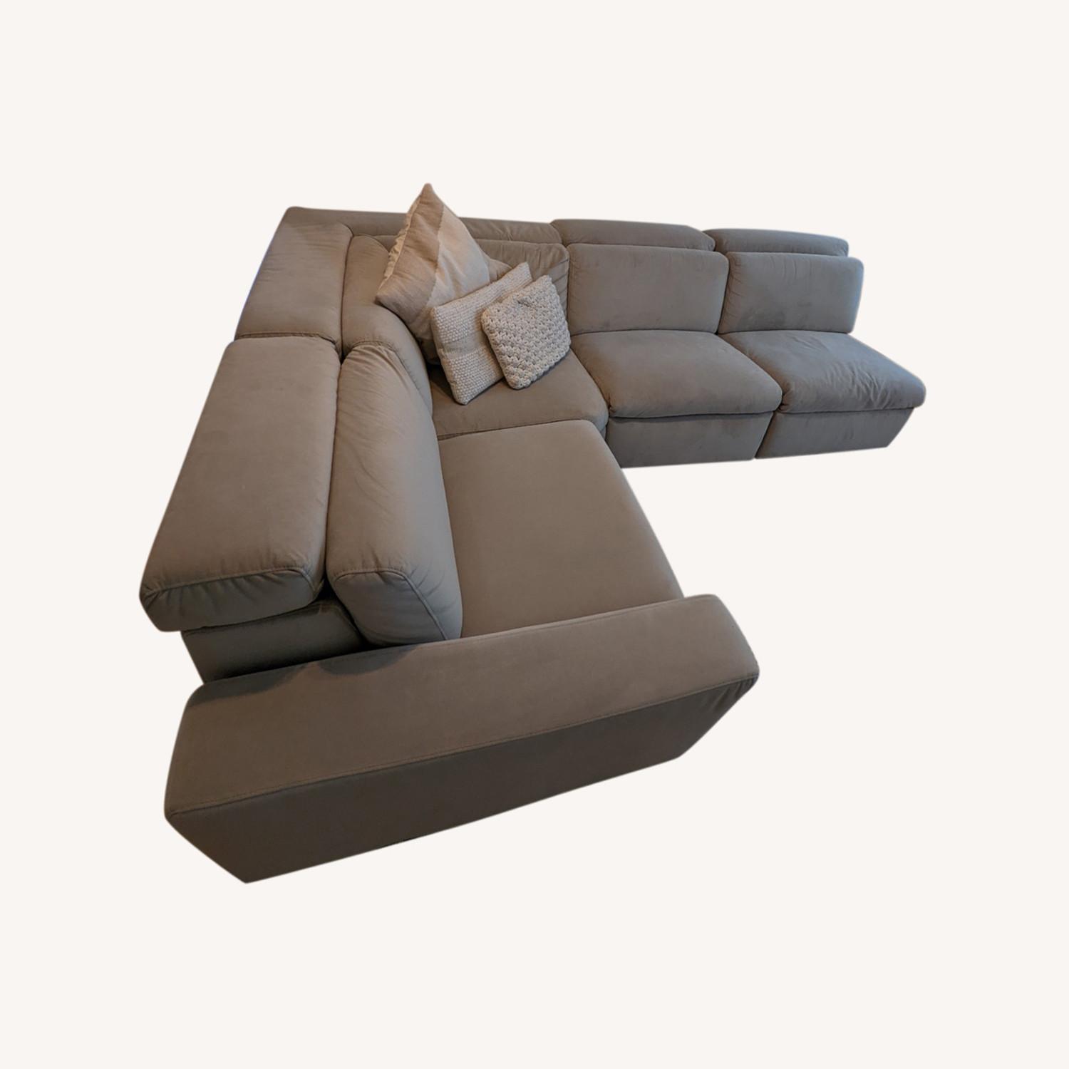 West Elm Enzo Section Performance Velvet Grey AptDeco