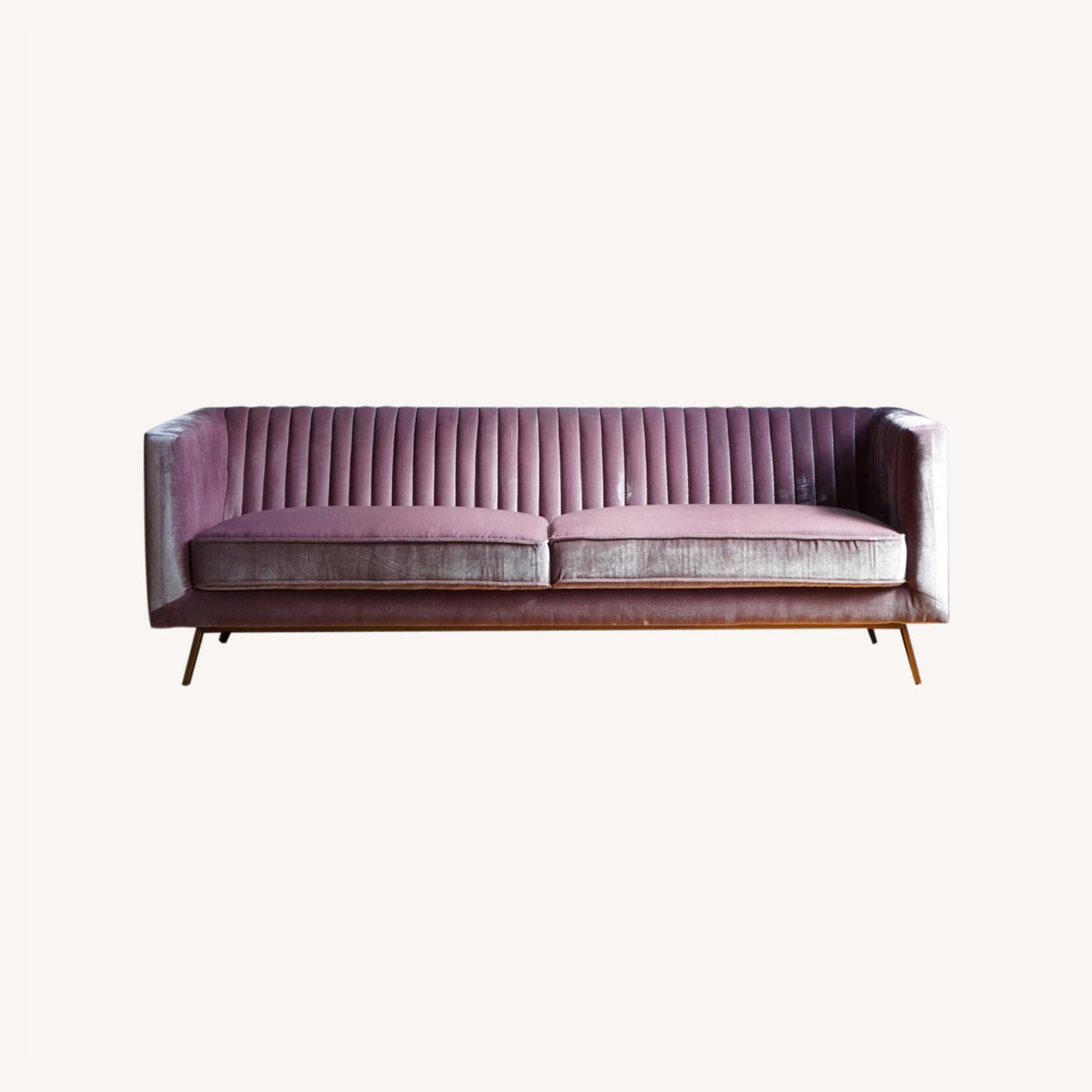 Sophisticated Modern Sofa Iridescent Rose Velvet - image-4