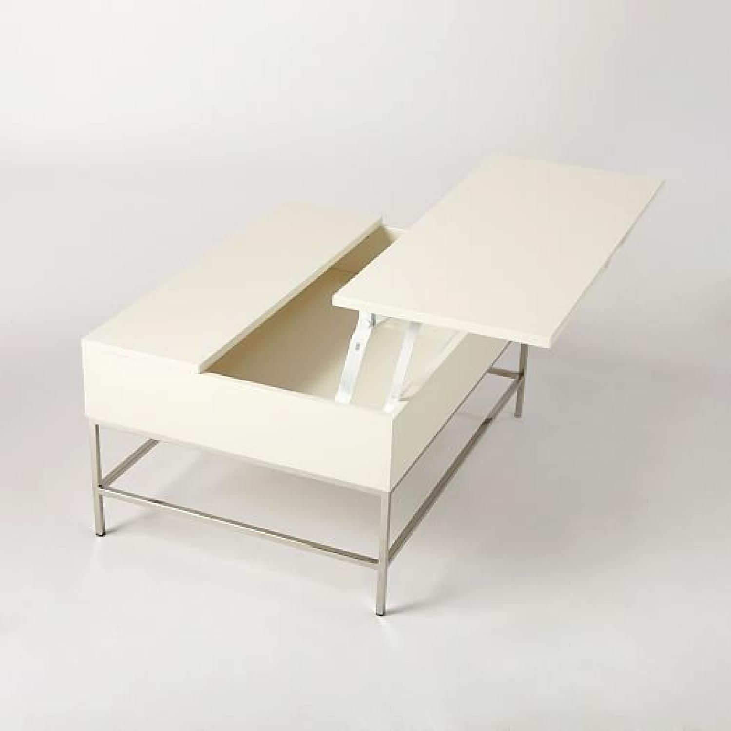 West Elm Lacquered White Pop up Coffee Table - image-5