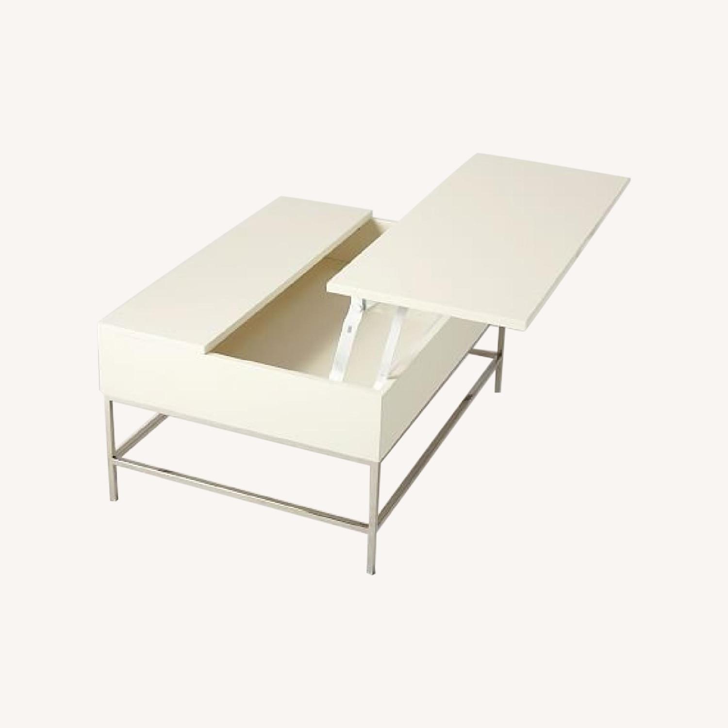 West Elm Lacquered White Pop up Coffee Table AptDeco