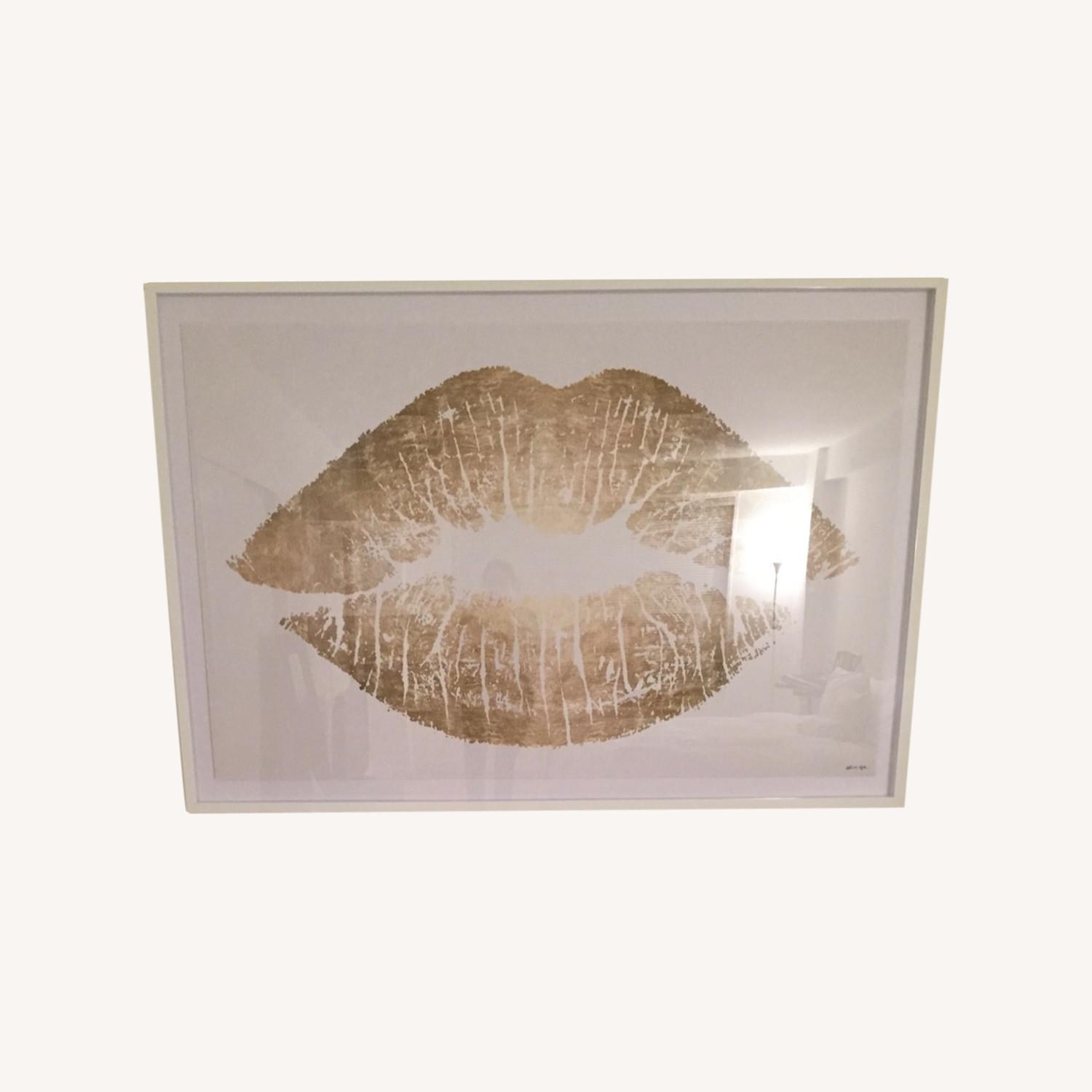 Large Framed Gold Lips Print - image-0