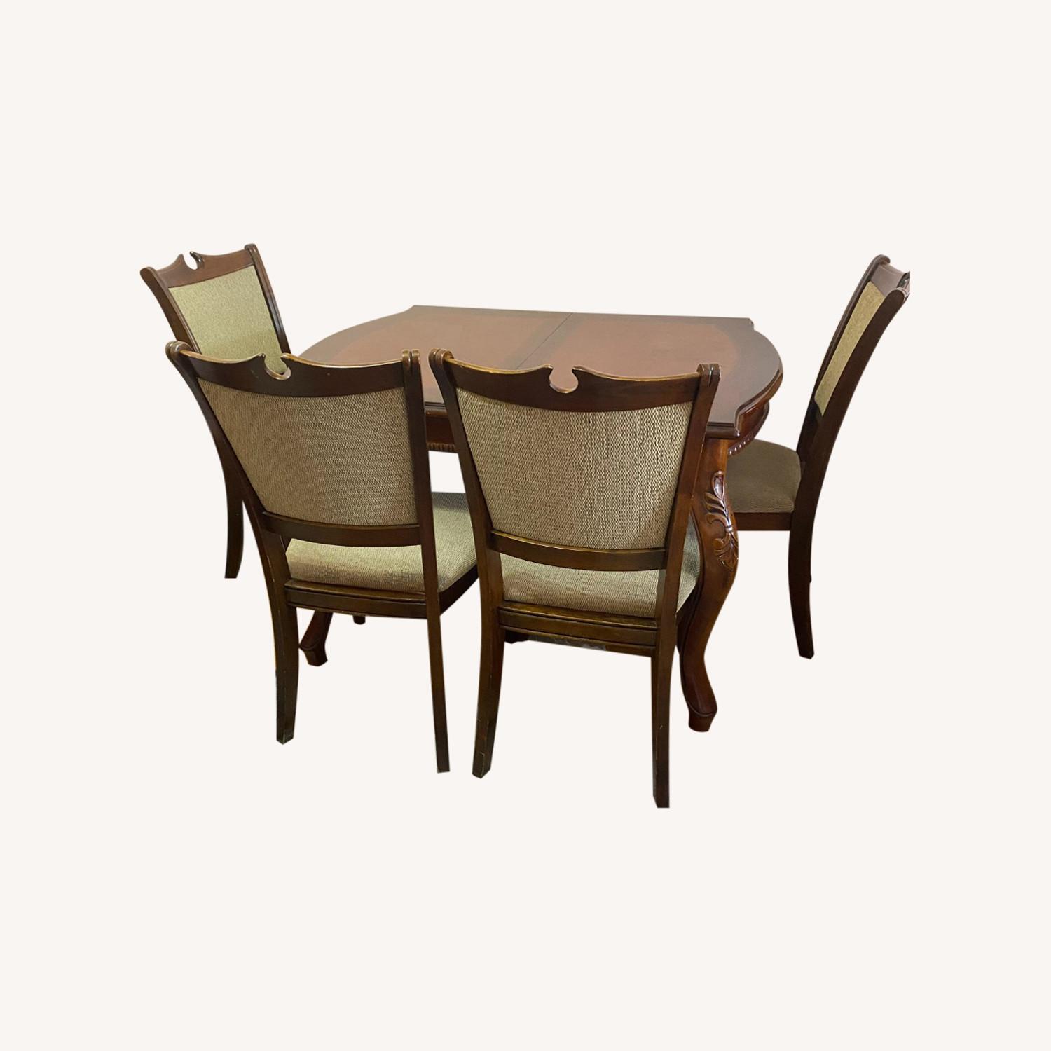 Expandable Wooden Dining Table with 6 Chairs - image-0