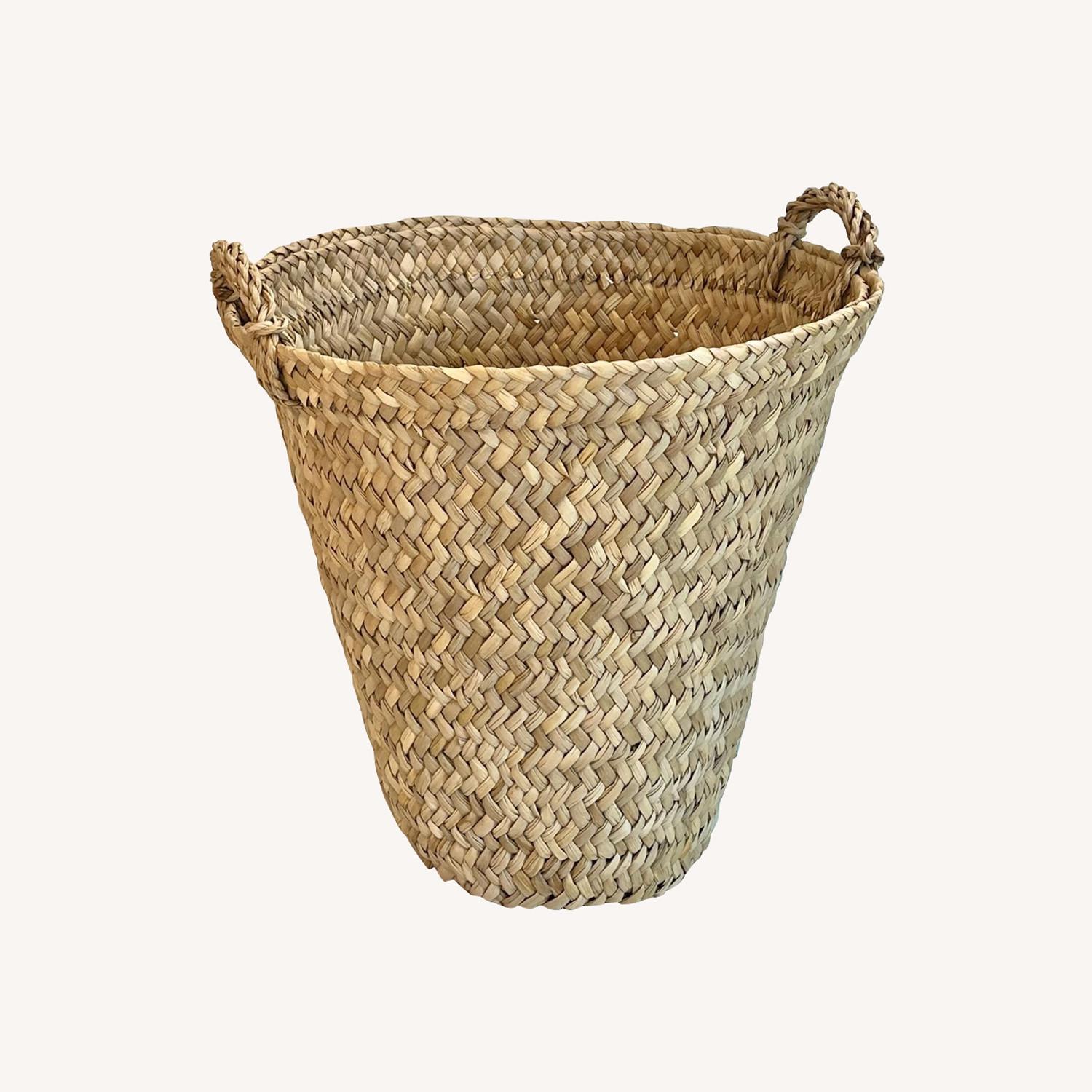 Natural Handwoven Tall Floor Basket AptDeco