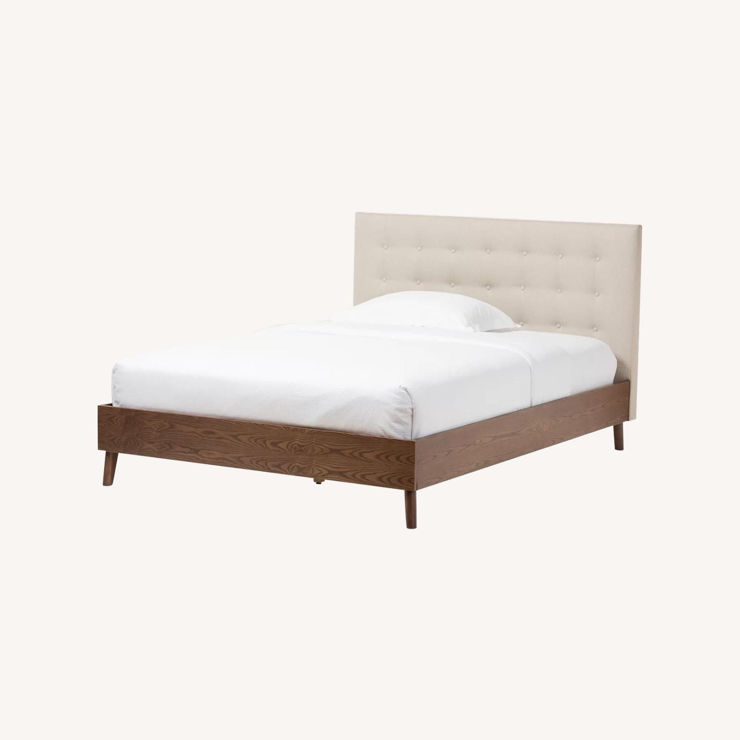 Wayfair Wood and Upholstered Platform Bed in Light Beige AptDeco