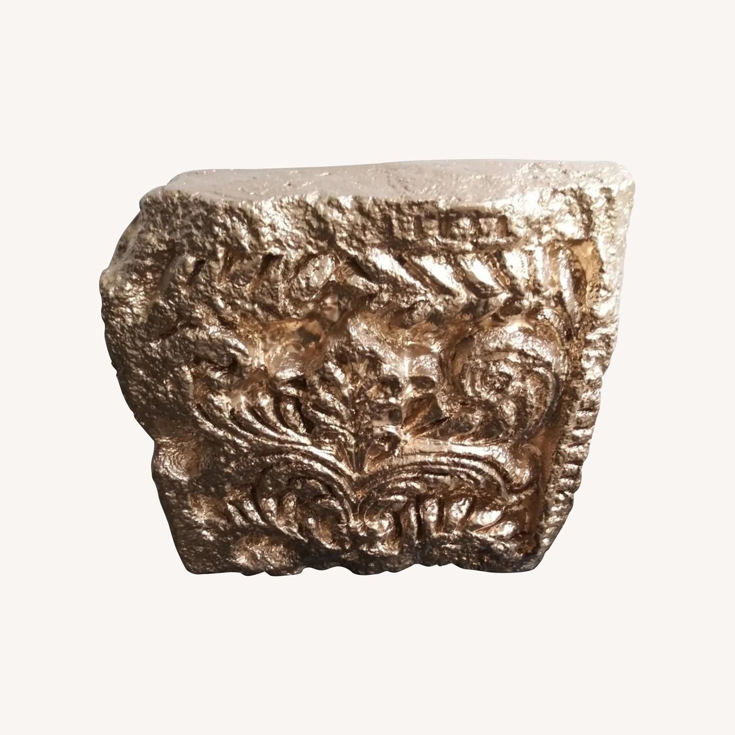 Gold Faux Stone Carved Art Figurine - image-0