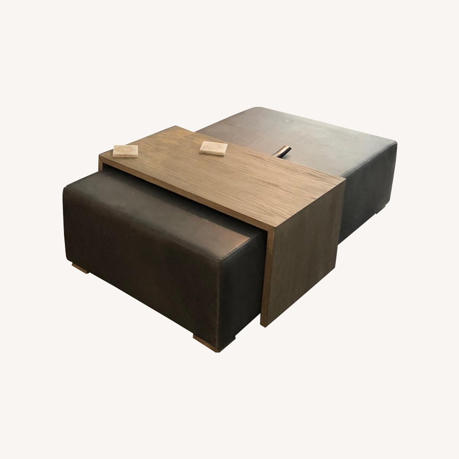 Restoration hardware Bridge Leather Coffee Table AptDeco