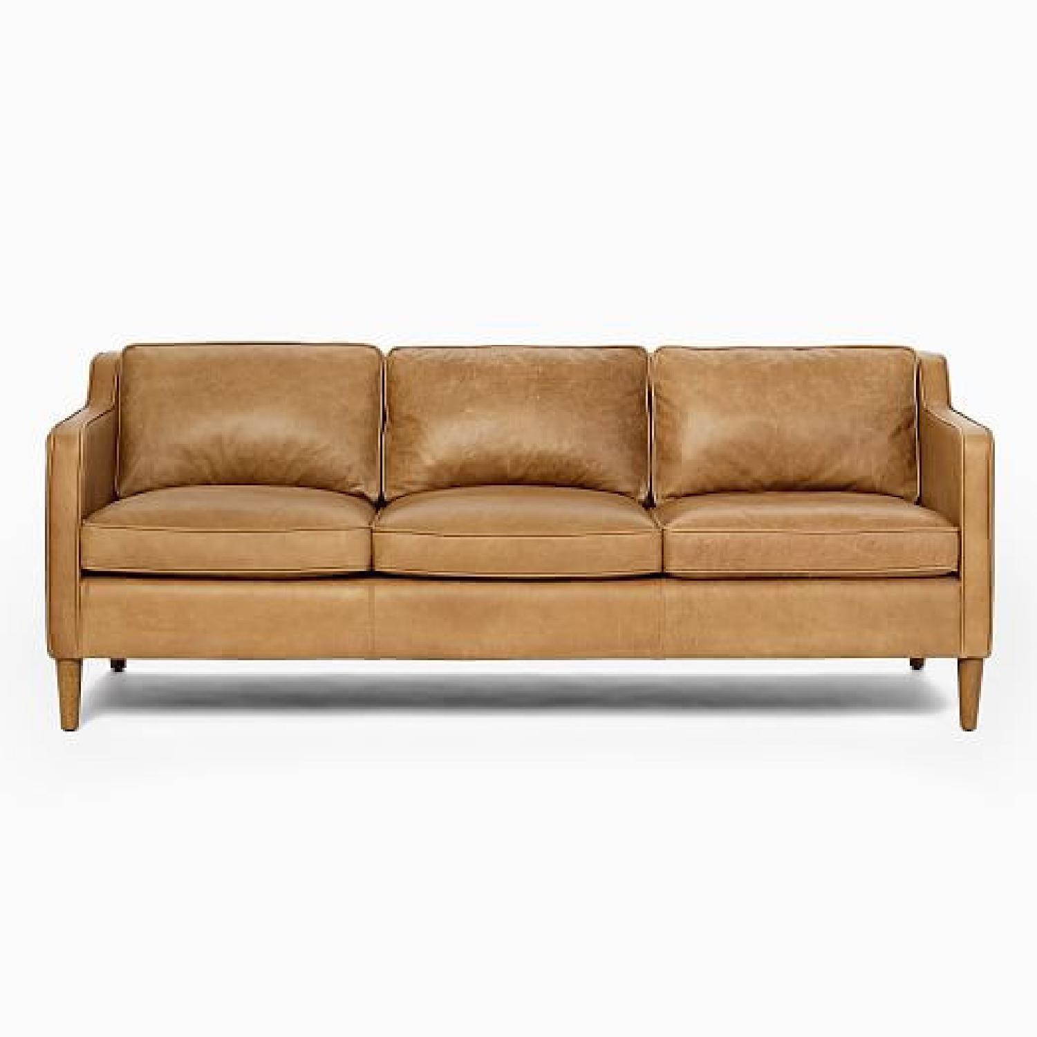 West Elm Hamilton Leather Sofa 81" - image-9
