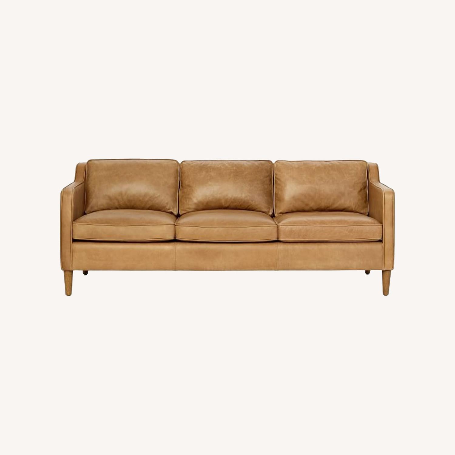 West Elm Hamilton Leather Sofa 81" - image-0