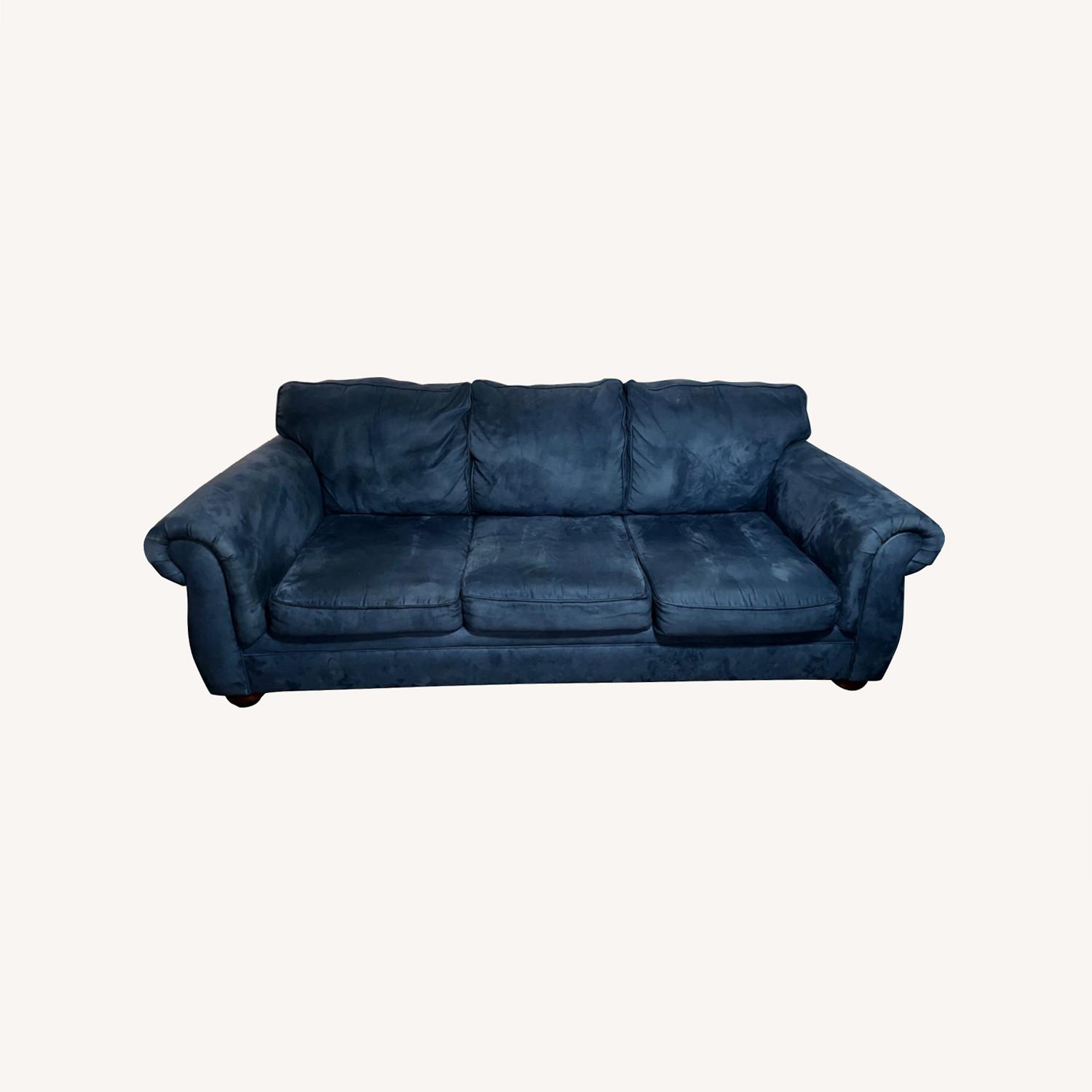 Navy Blue Fabric Couch AptDeco
