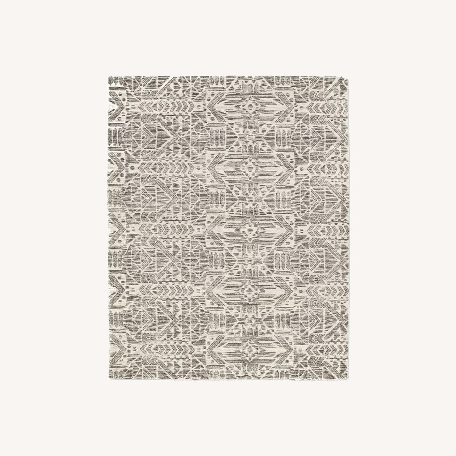 West Elm Hieroglyph Wool Rug, 5x8, Slate AptDeco