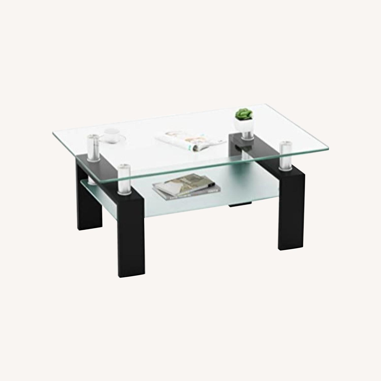 Glass Coffee Table with Black Legs AptDeco