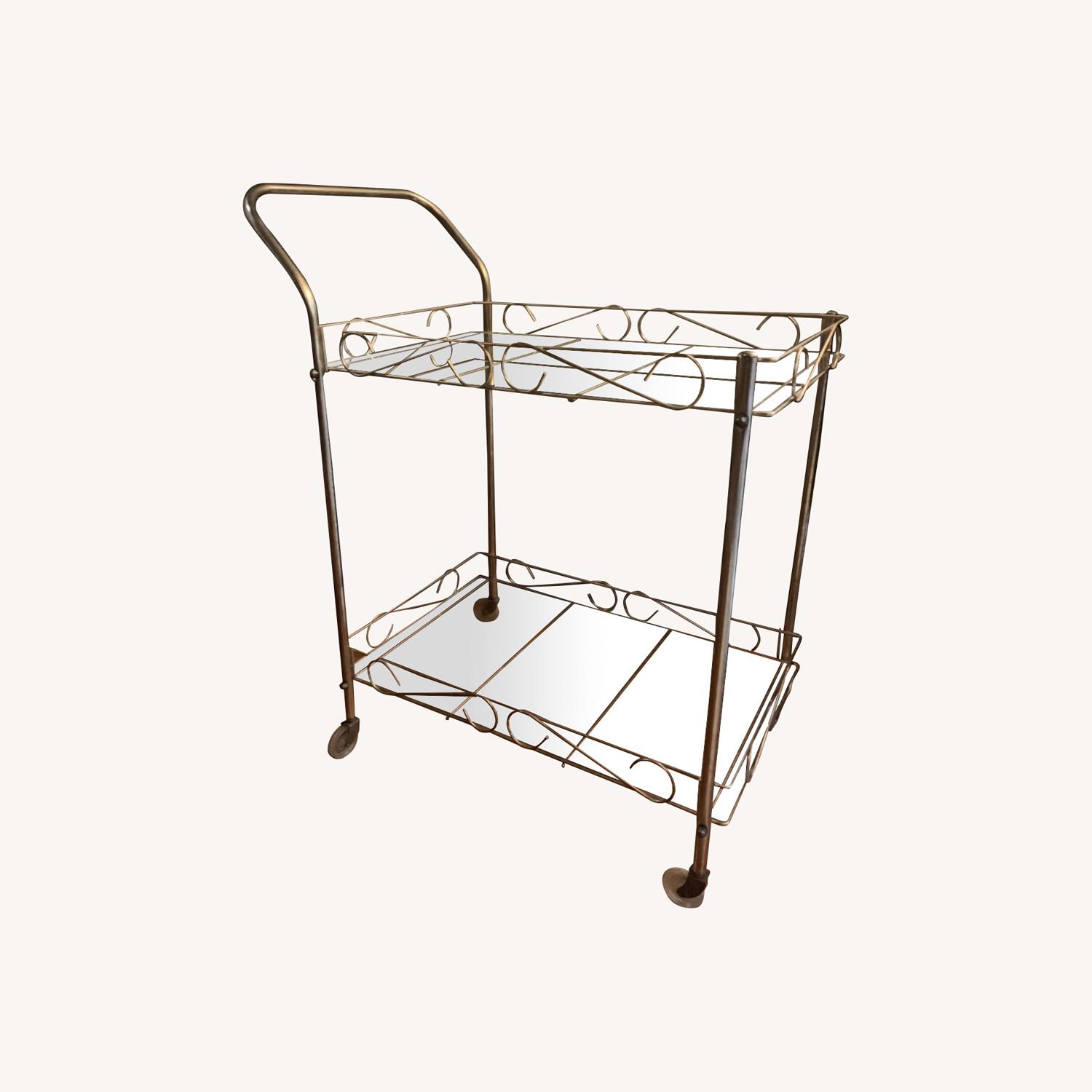 Vintage Gold & Glass Bar Cart - image-0