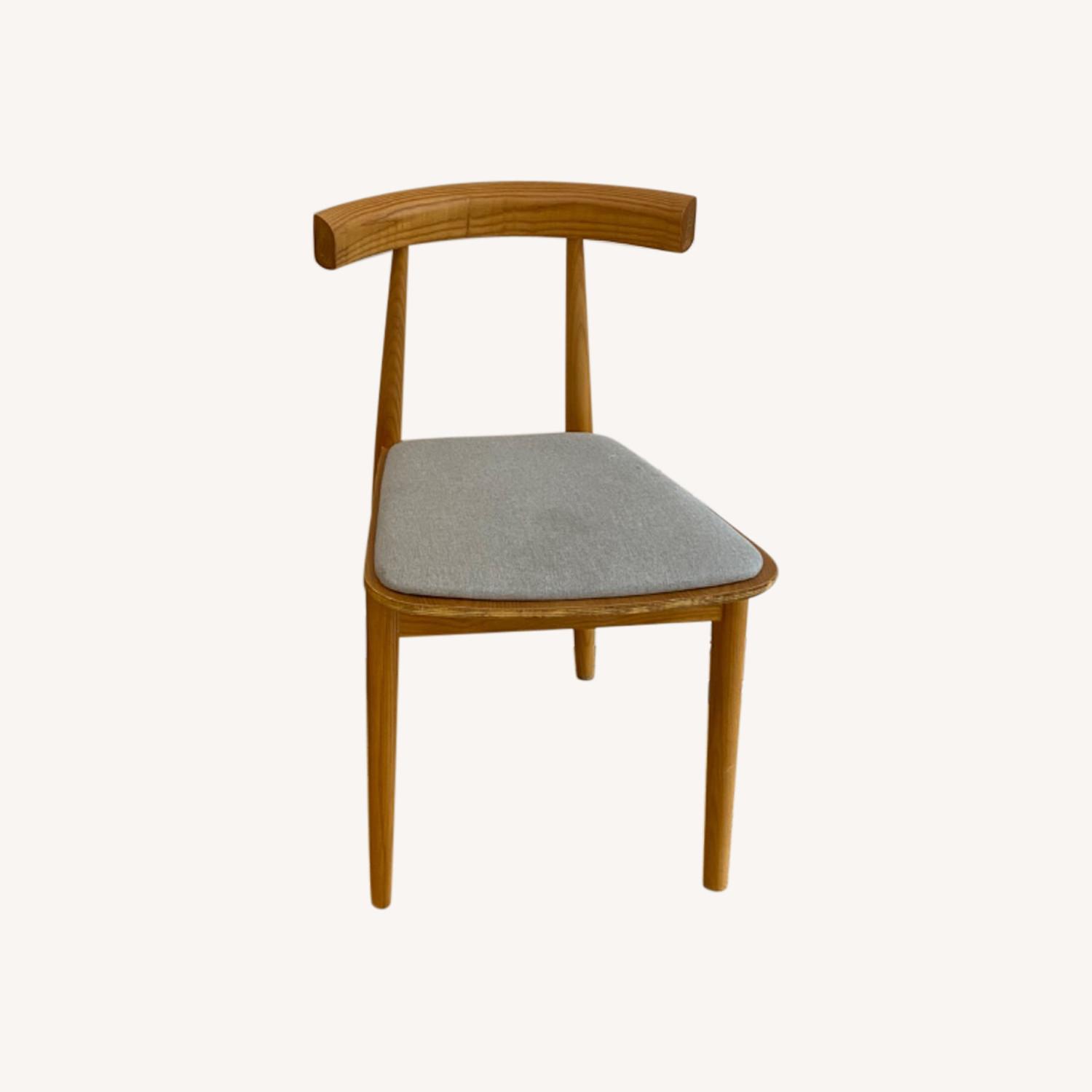 Natural Wood Chairs with Grey Cushion - image-0