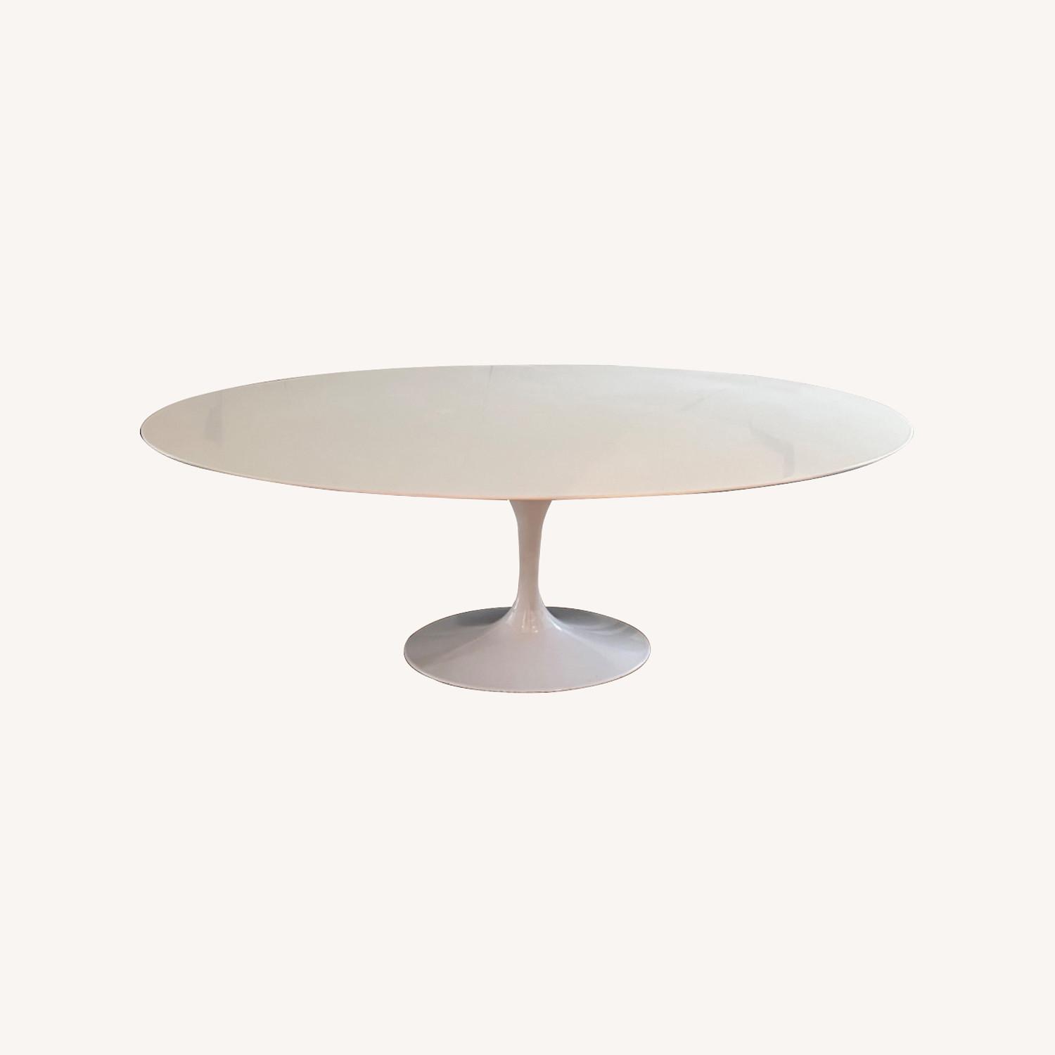 Saarinen Style Tulip Dining Table White Quartz AptDeco