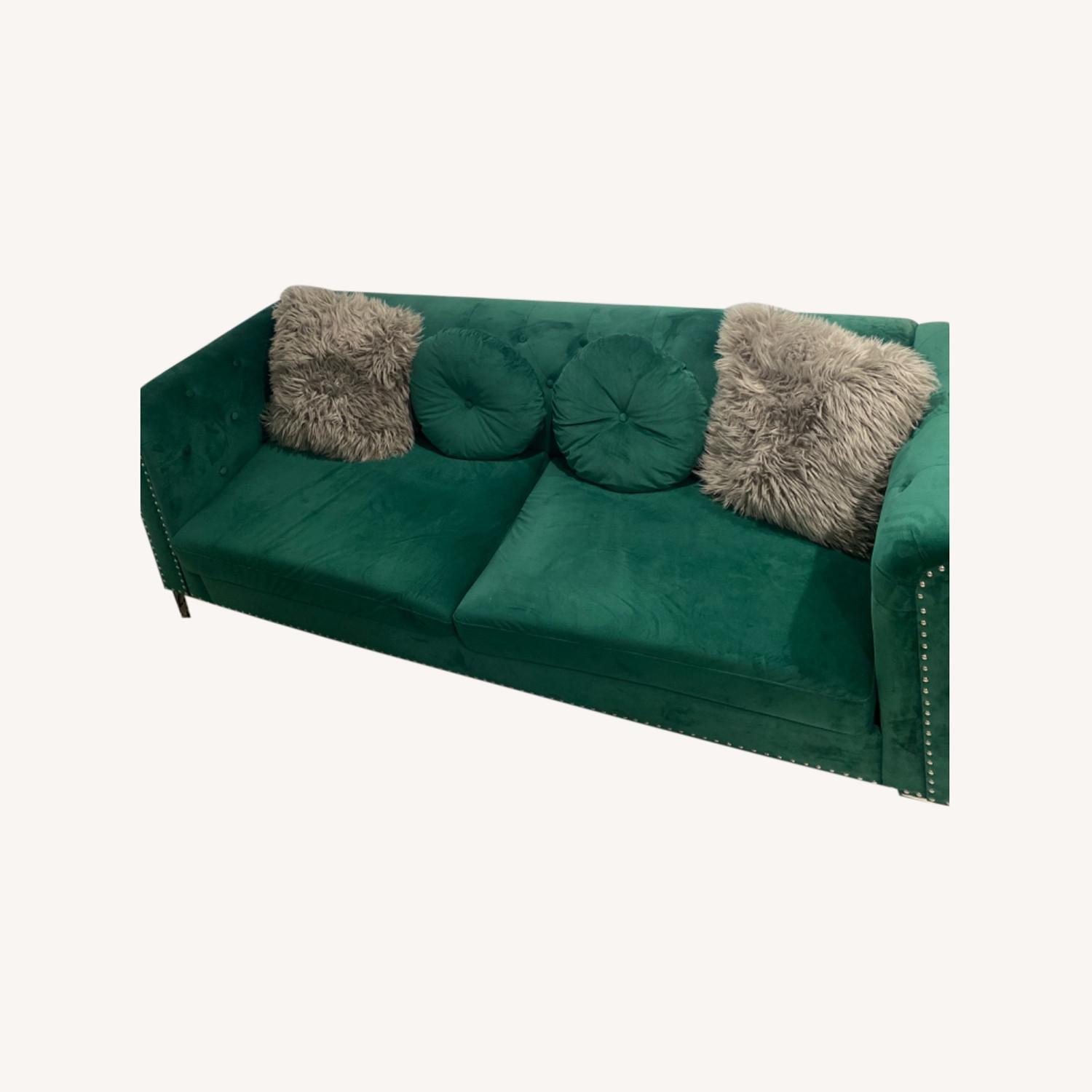 Ashley Furniture Green Luxury Sofa AptDeco