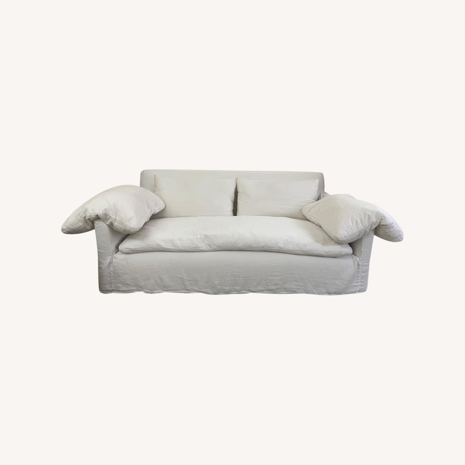 CISCO Brothers White Linen Sofa - image-0