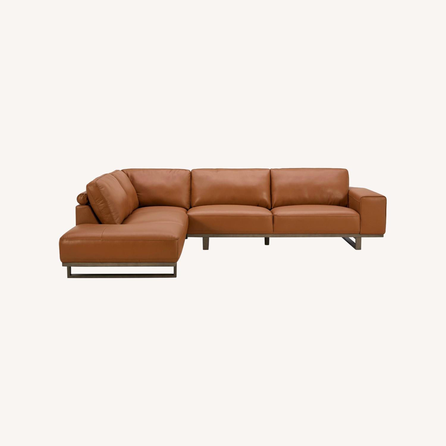 Apt2B Hauser 2pc Leather Sectional Sofa SADDLE AptDeco